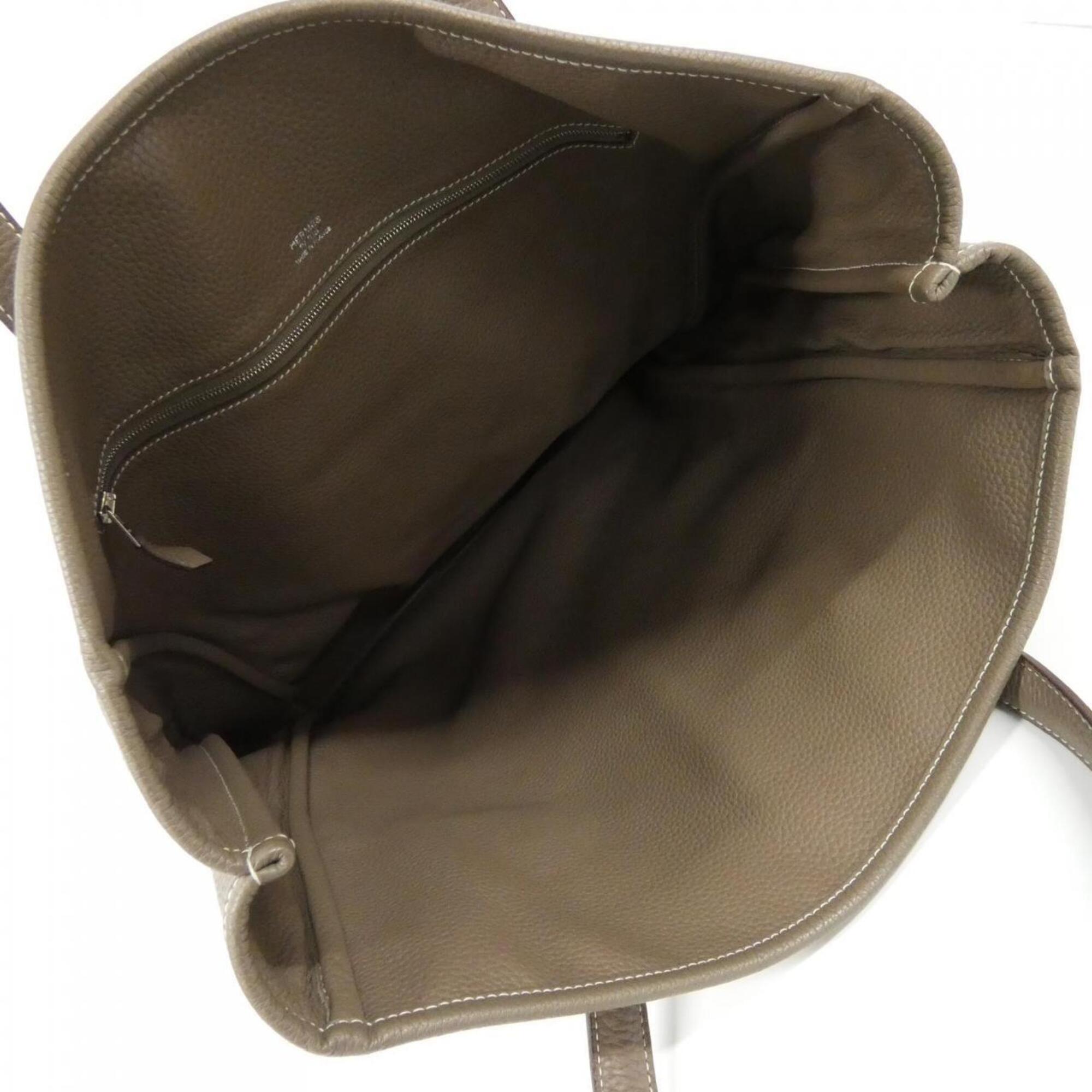 Hermes Etoupe Gray Taurillon Clemence Leather Handbag (Pre-Owned)