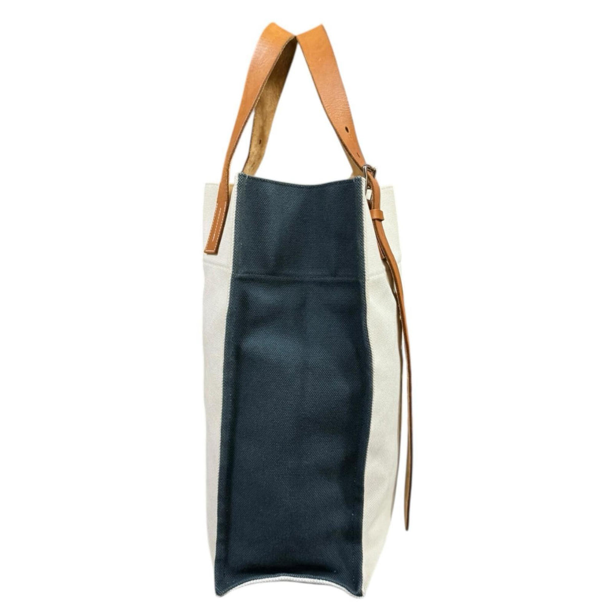 Hermes Navy White Canvas Shoulder Bag (Pre-Owned)