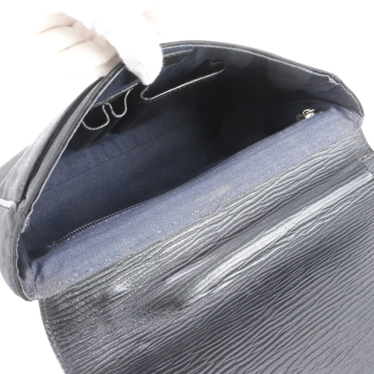 Salvatore Ferragamo Black Leather Nylon Clutch Bag Pouch (Pre-Owned)