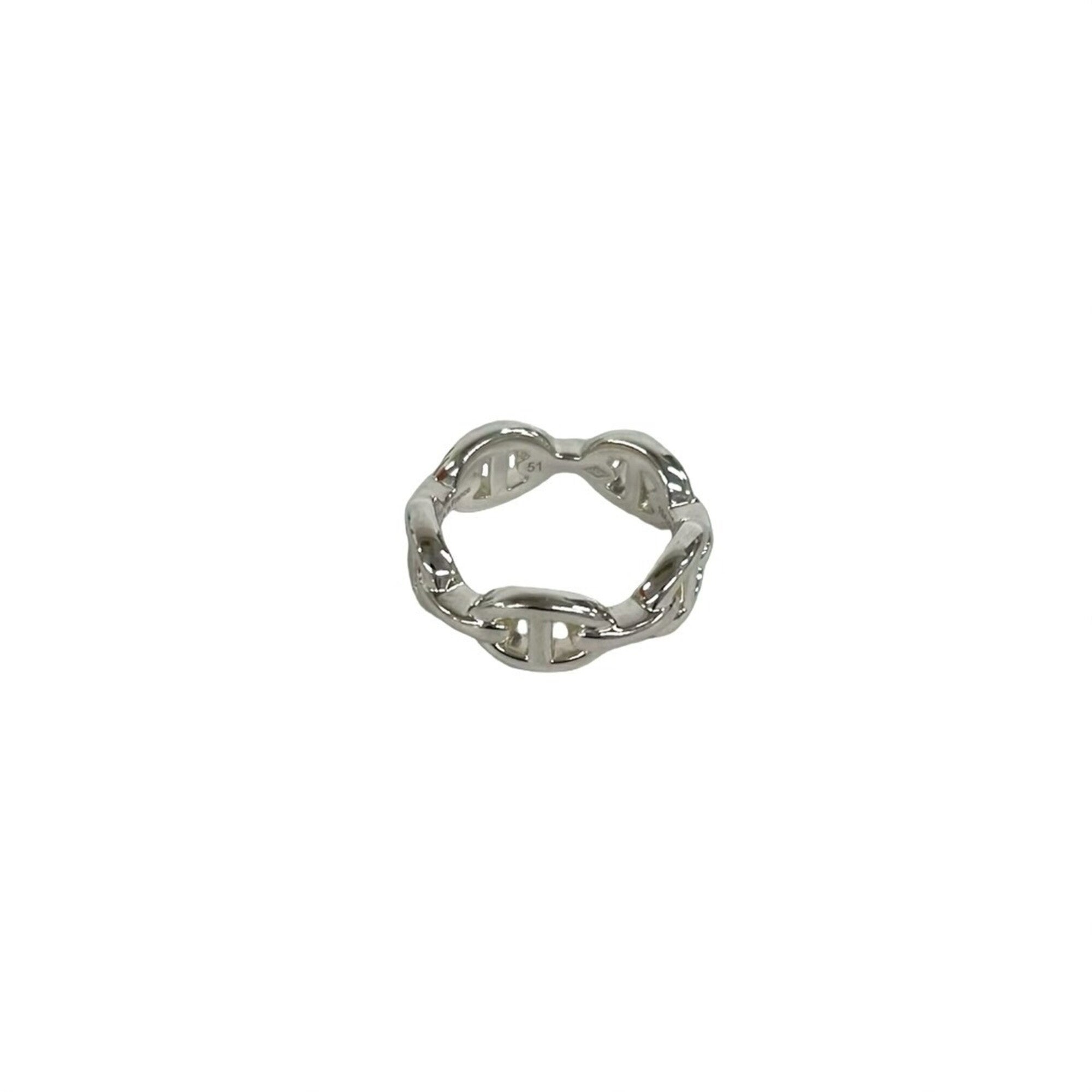 Hermes Silver Silver 925 Band Ring (Pre-Owned)