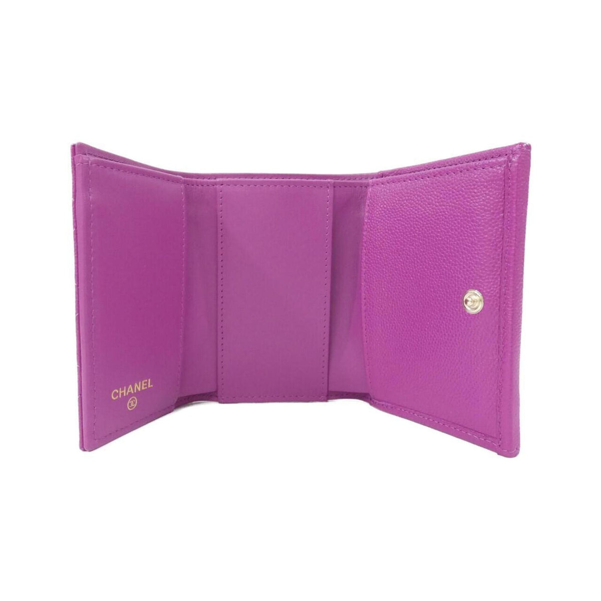 Chanel Purple Grained Calfskin Wallet (Bi-Fold) (Pre-Owned)