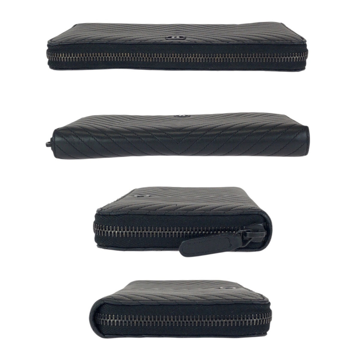 Chanel Black Leather Long Wallet (Bi-Fold) (Pre-Owned)