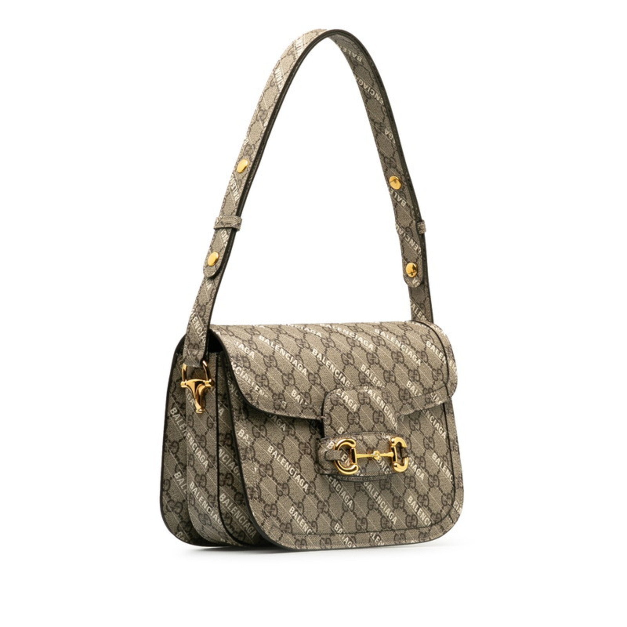 Gucci Horsebit Beige Pvc Leather Shoulder Bag (Pre-Owned)
