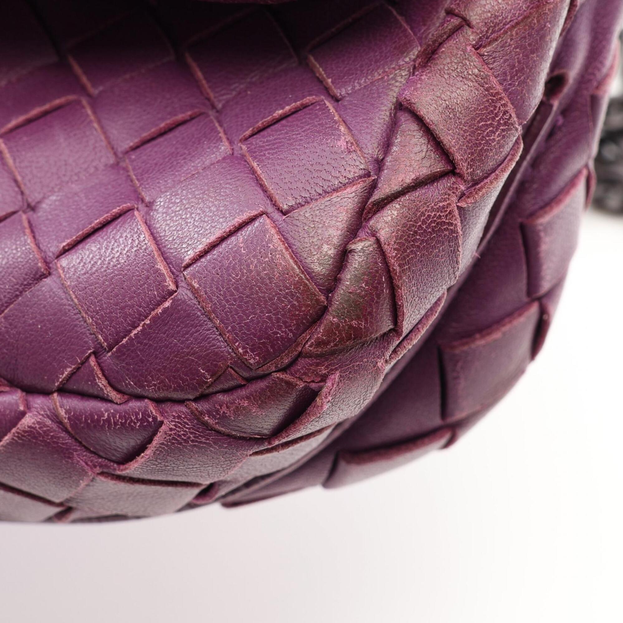 Bottega Veneta Intrecciato Purple Leather Handbag Shoulder Bag (Pre-Owned)