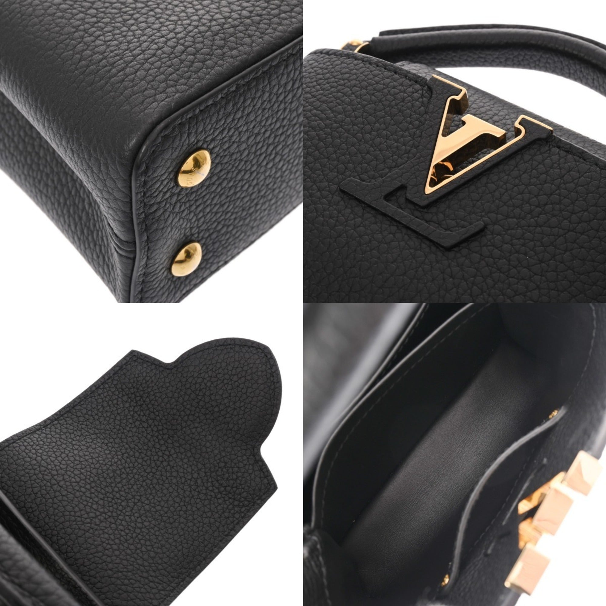 Louis Vuitton Noir Leather Handbag (Pre-Owned)
