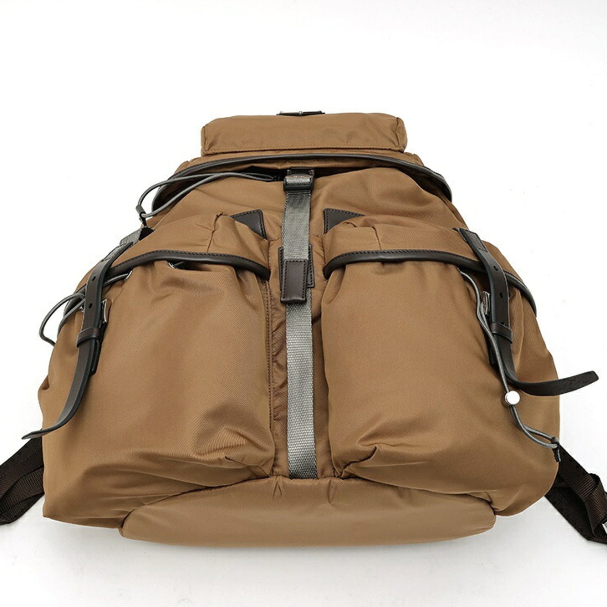 Prada Brown Nylon Leather Backpack (Pre-Owned)