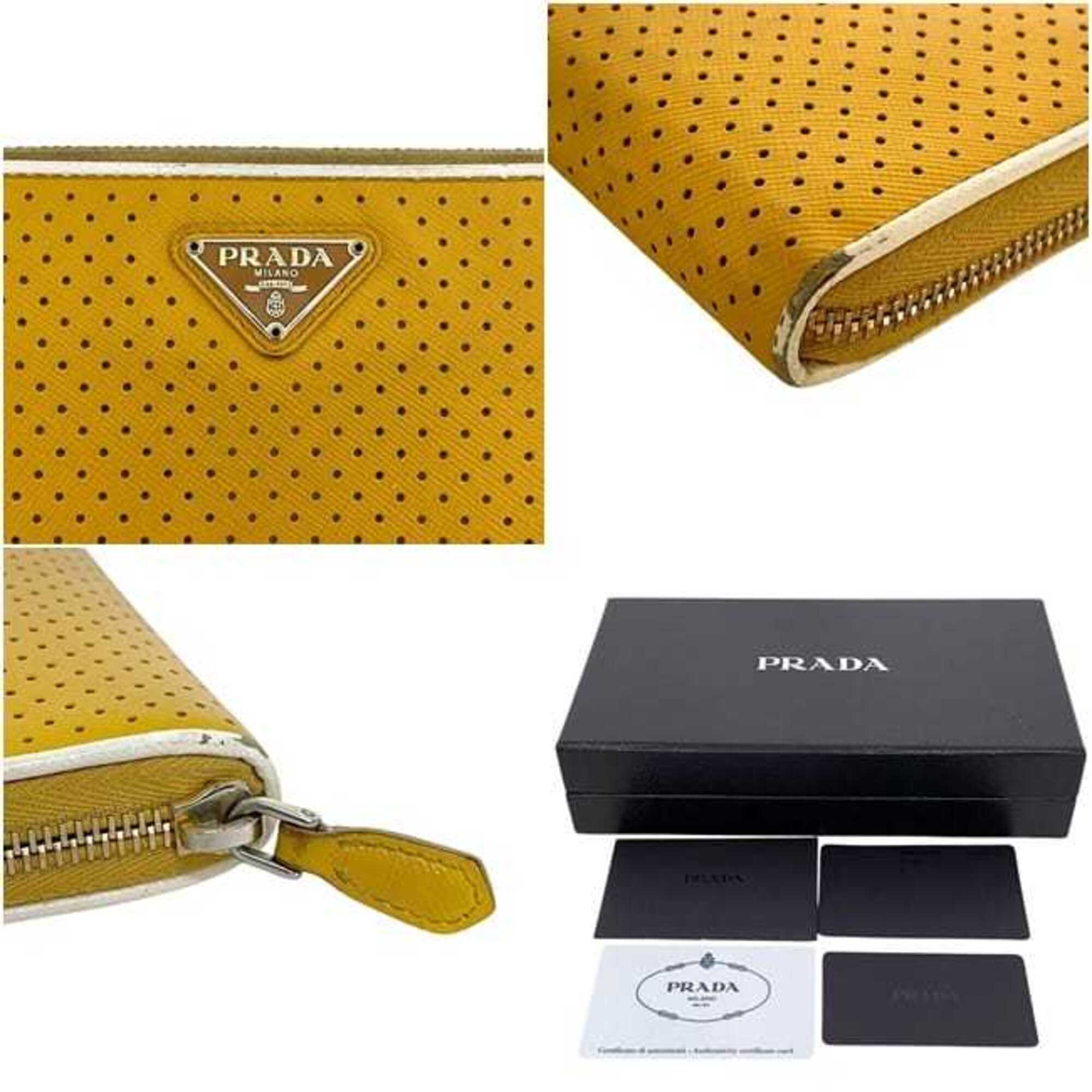 Prada Yellow Leather Long Wallet (Bi-Fold) (Pre-Owned)