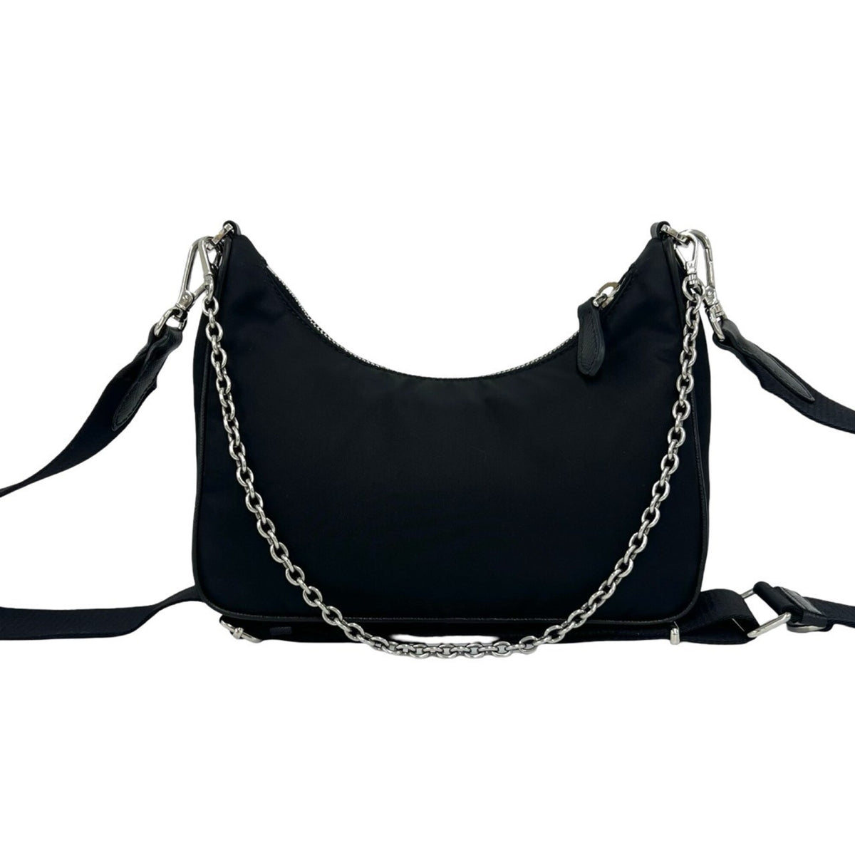 Prada Black Nylon Leather Pochette Pouch Shoulder Bag (Pre-Owned)