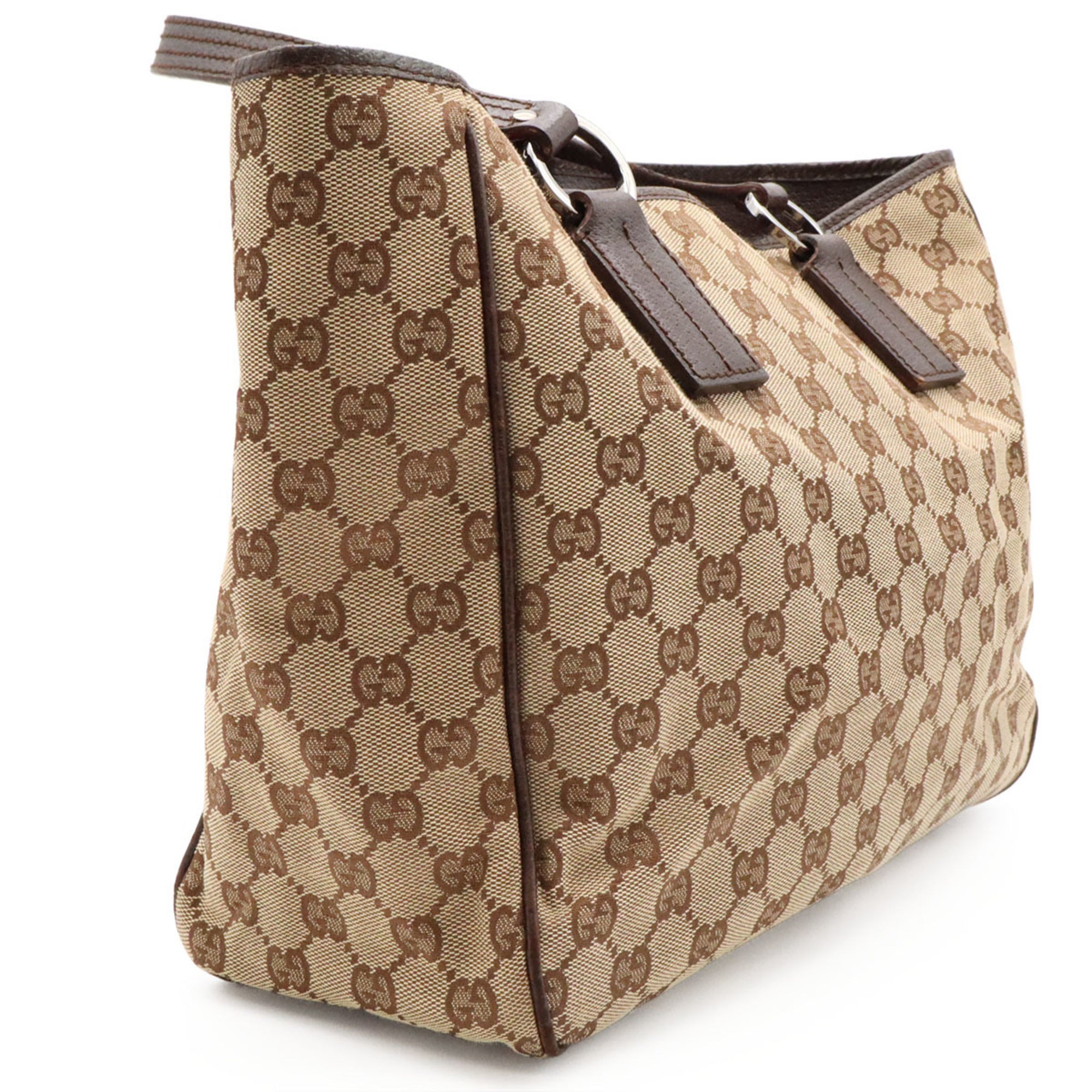 Gucci Beige Dark Brown Khaki Gg Canvas Shoulder Bag Tote Bag (Pre-Owned)
