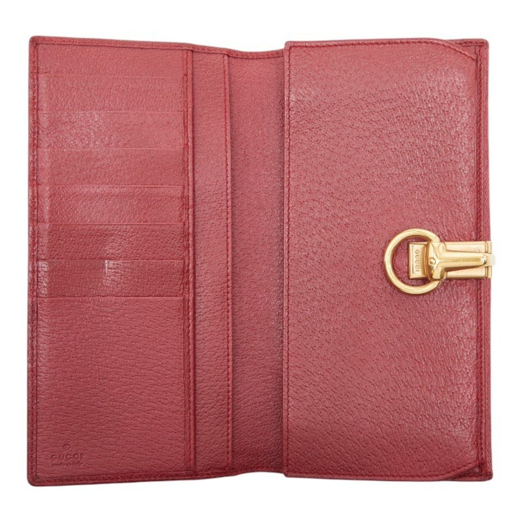 Gucci Pink Red Color Canvas Leather Long Wallet (Bi-Fold) (Pre-Owned)