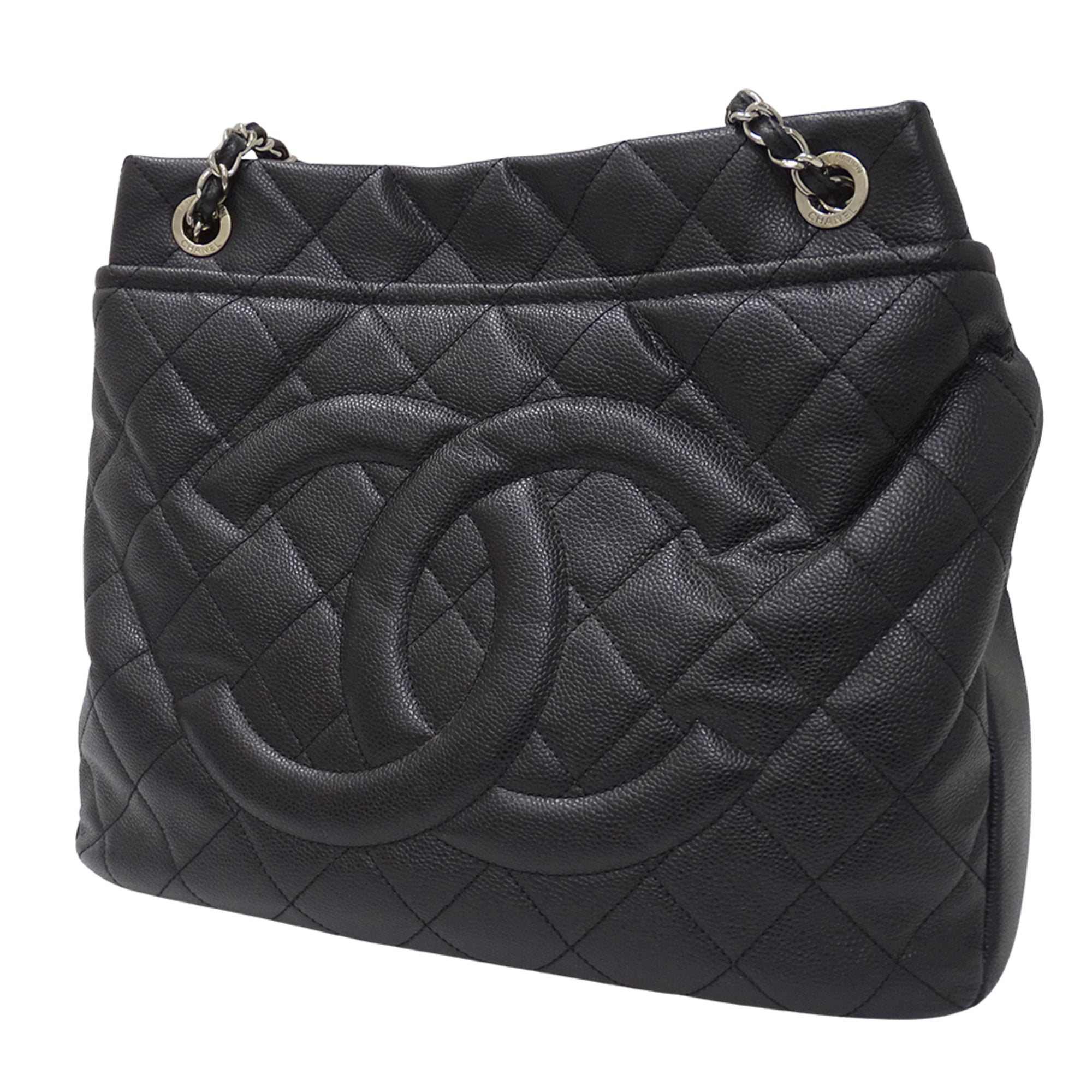 Chanel Black Grained Calfskin Handbag Tote Bag (Pre-Owned)