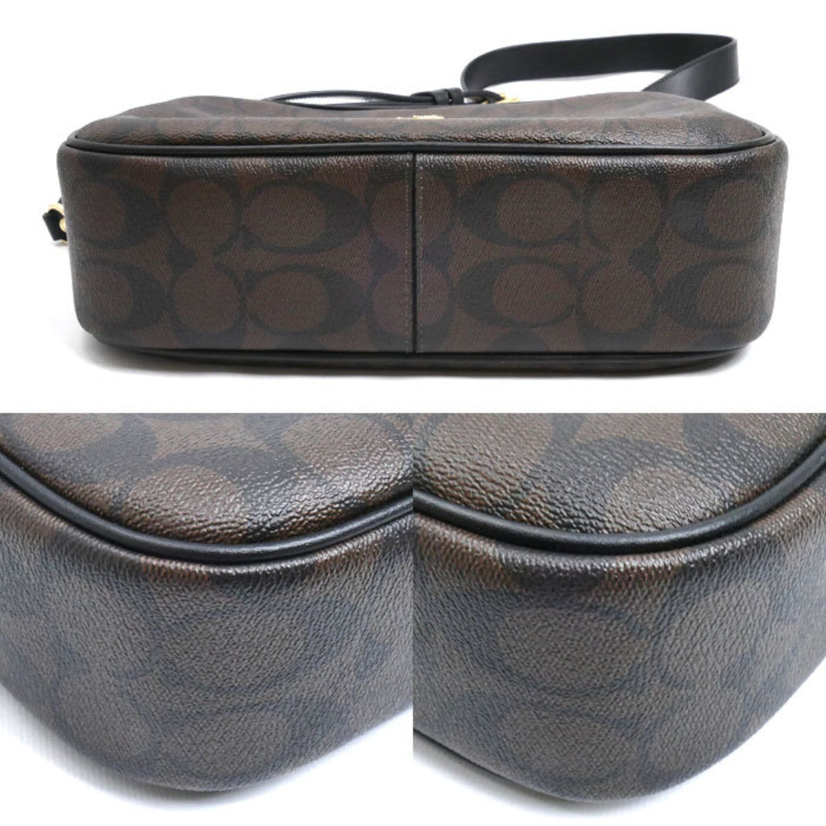 Coach Black Brown Coated Canvas Leather Shoulder Bag (Pre-Owned)