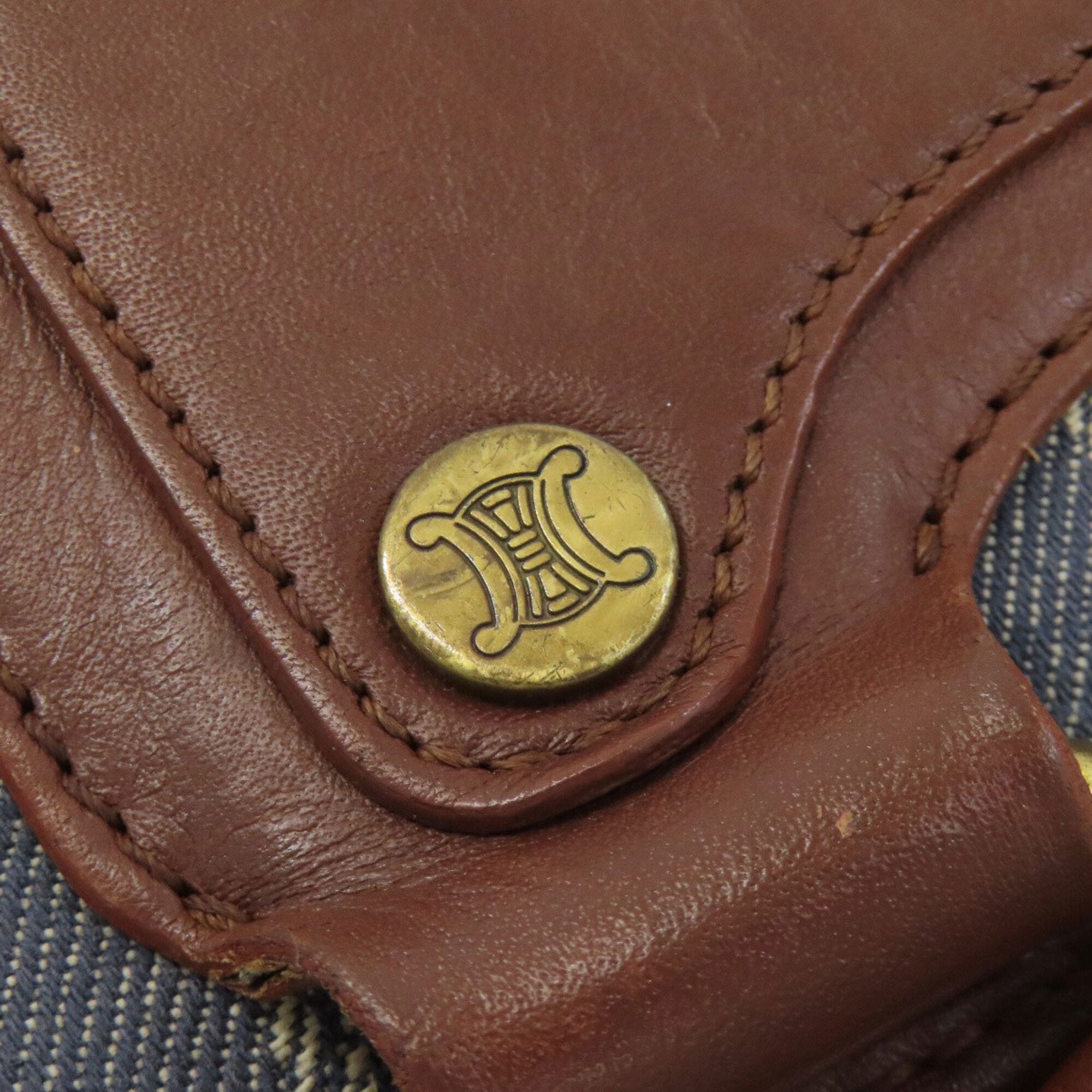 Celine Blue Brown Denim Leather Handbag (Pre-Owned)