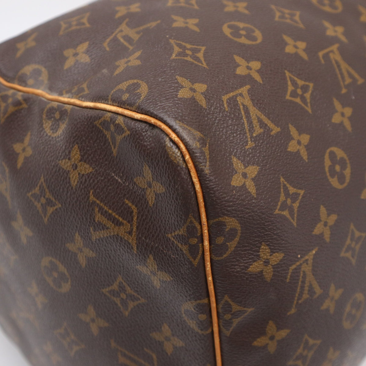 Louis Vuitton Monogram Beige Brown Coated Canvas Leather Boston Bag (Pre-Owned)