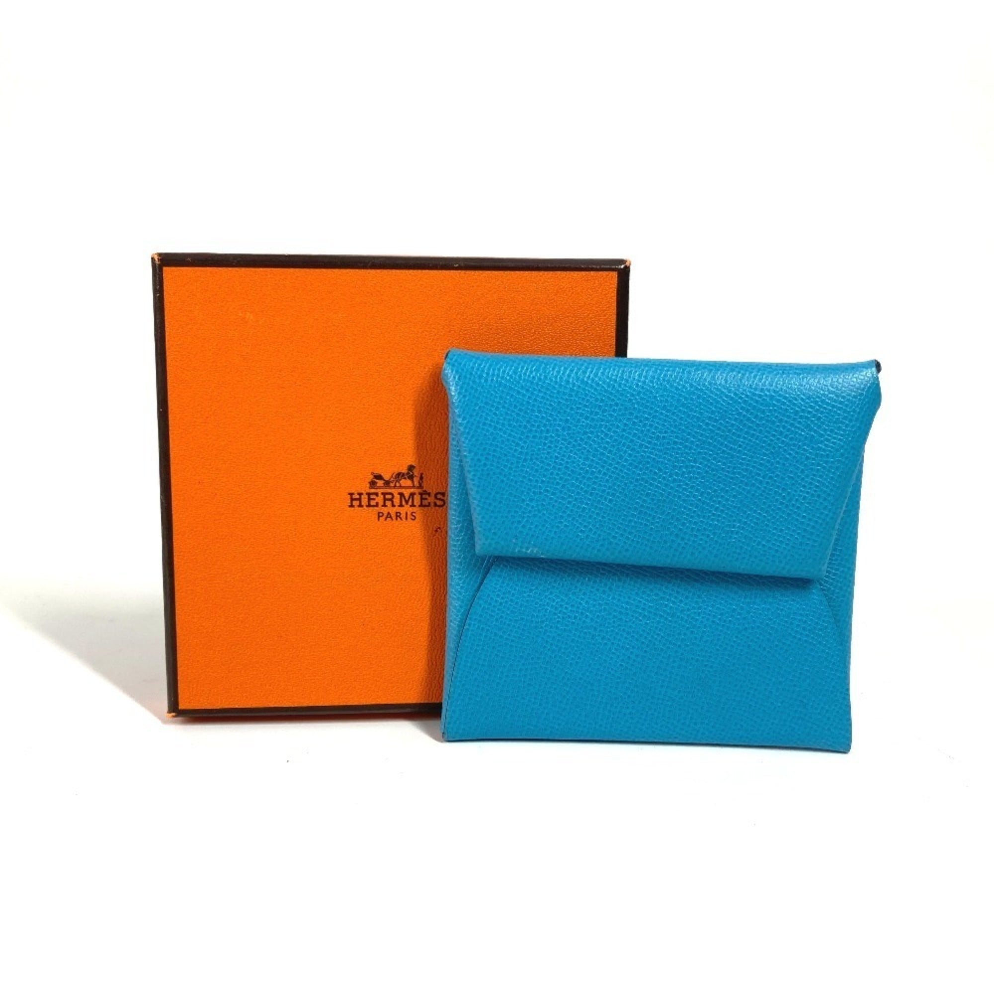 Hermes Blue Leather Coin Purse/Coin Case (Pre-Owned)