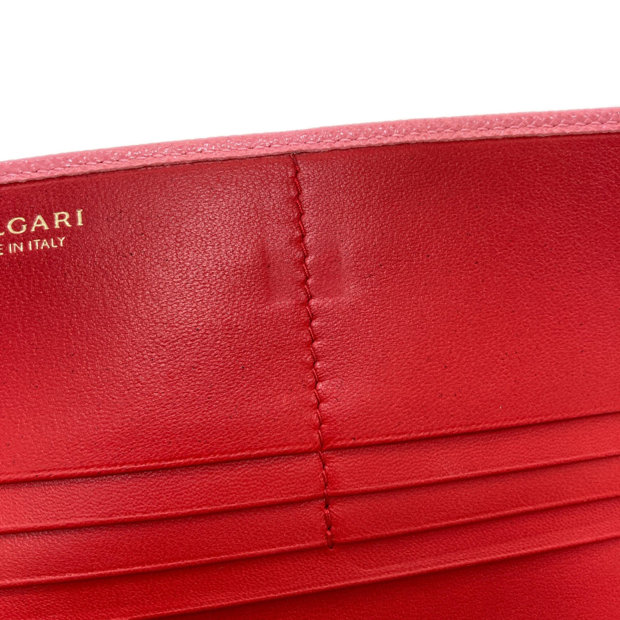 Bvlgari Pink Leather Long Wallet (Bi-Fold) (Pre-Owned)