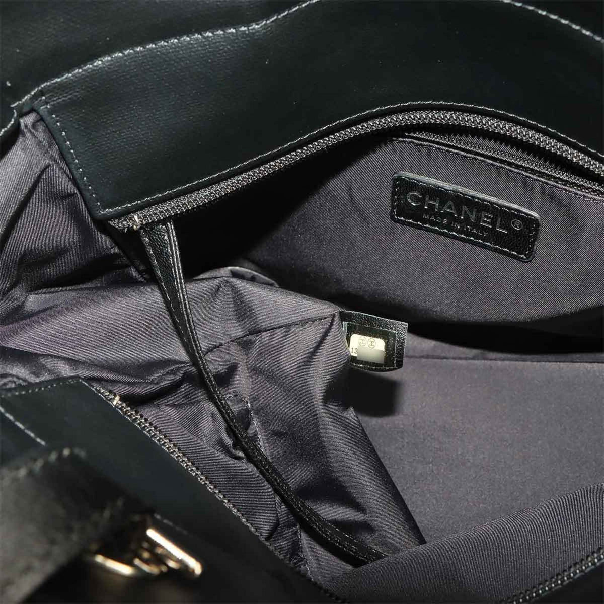Chanel Black Nylon Pvc Leather Handbag Tote Bag (Pre-Owned)