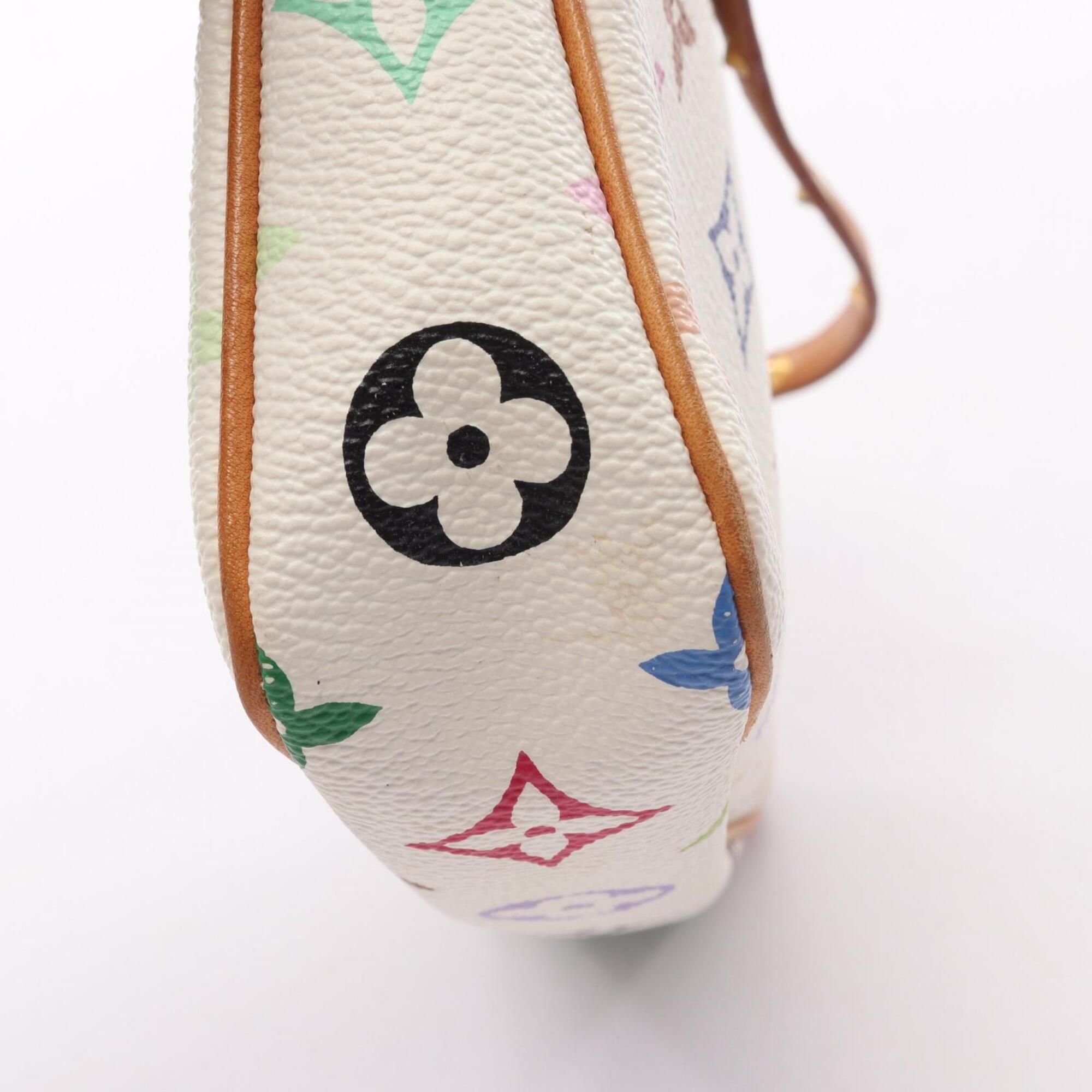 Louis Vuitton Blanc White Coated Canvas Monogram Multicolore Leather Handbag (Pre-Owned)