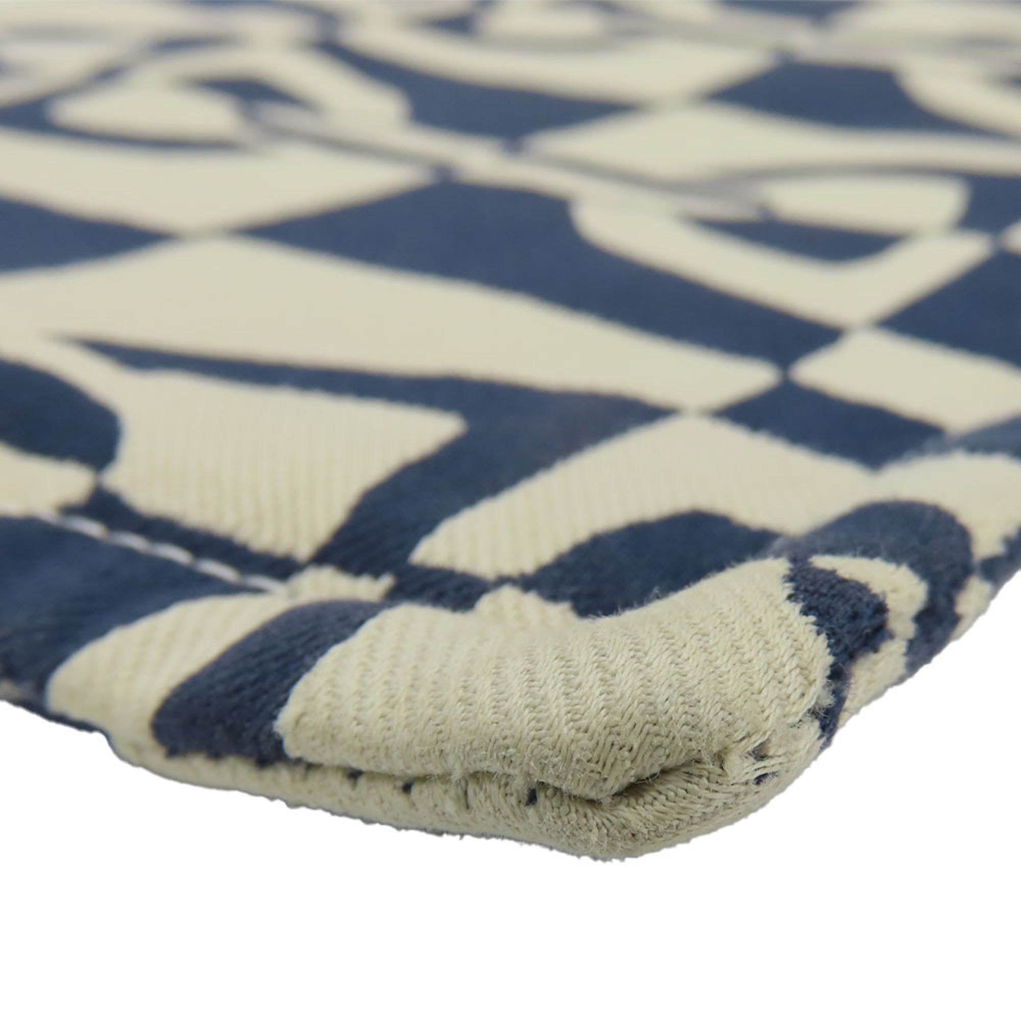 Hermes Ivory Navy Canvas Clutch Bag Pouch (Pre-Owned)