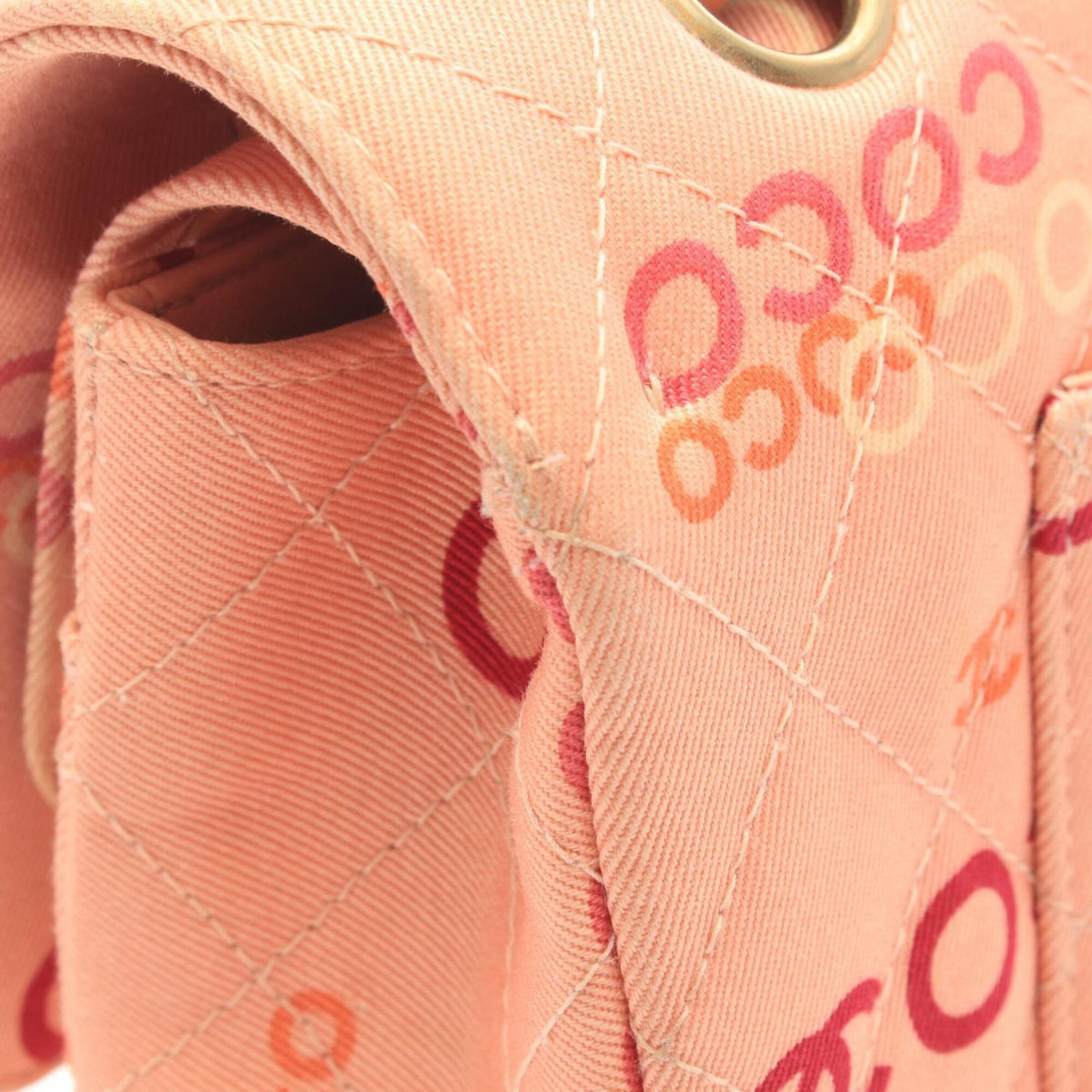 Chanel Multi-Color Pink Canvas Leather Handbag Shoulder Bag (Pre-Owned)