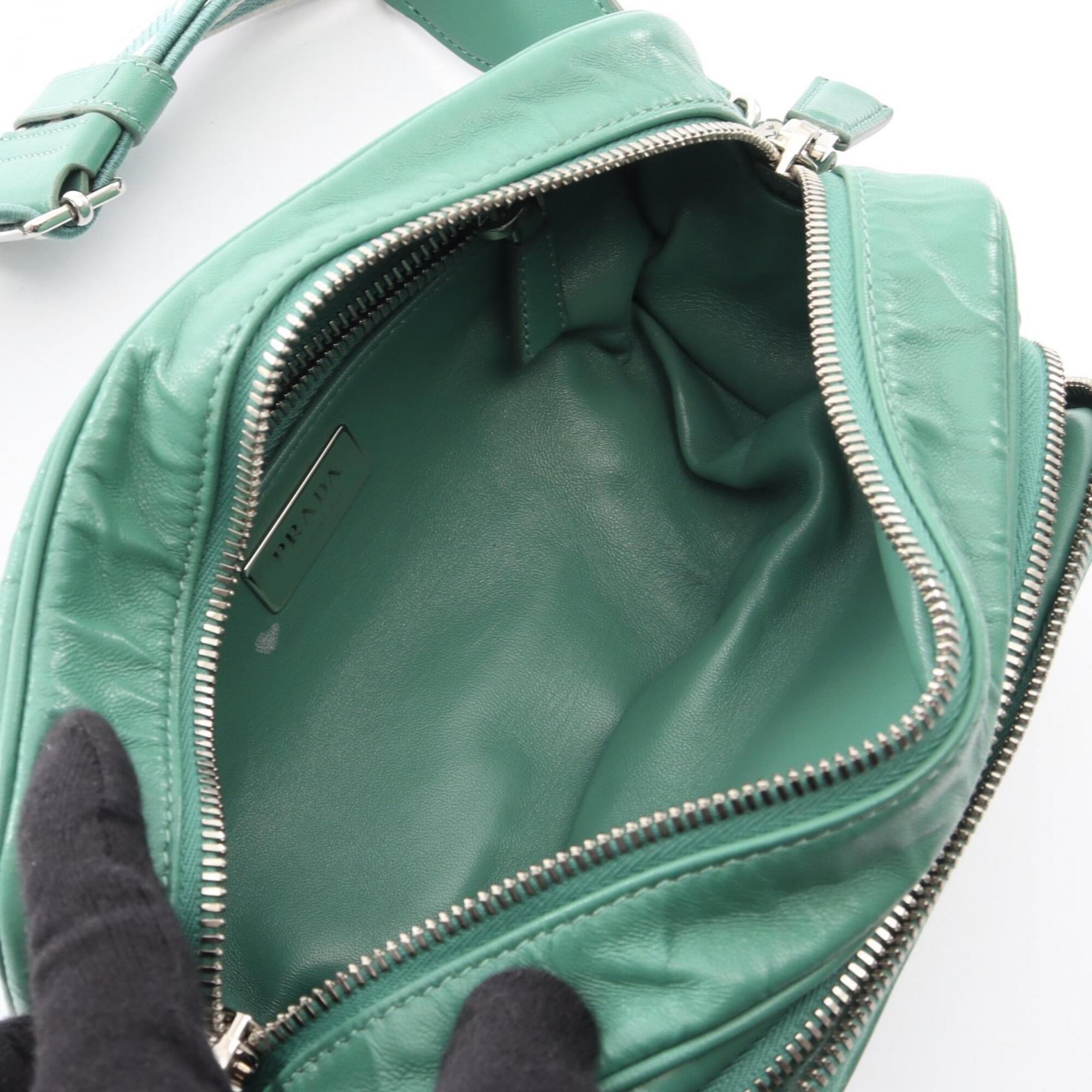 Prada Green Leather Handbag Shoulder Bag (Pre-Owned)