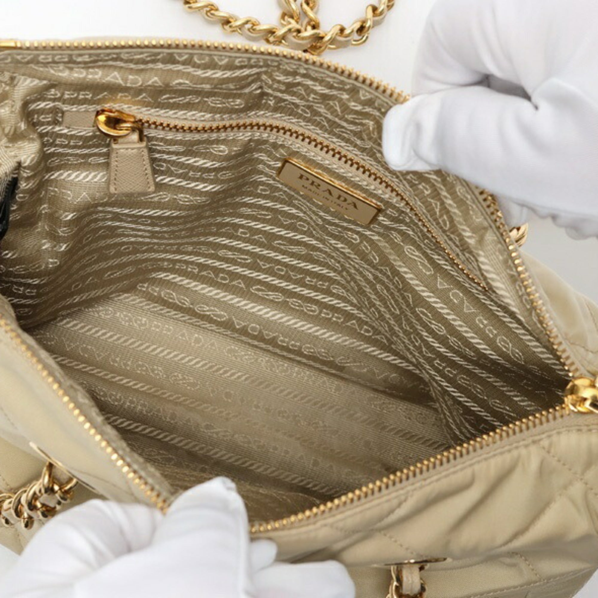 Prada Beige Nylon Tote Bag (Pre-Owned)
