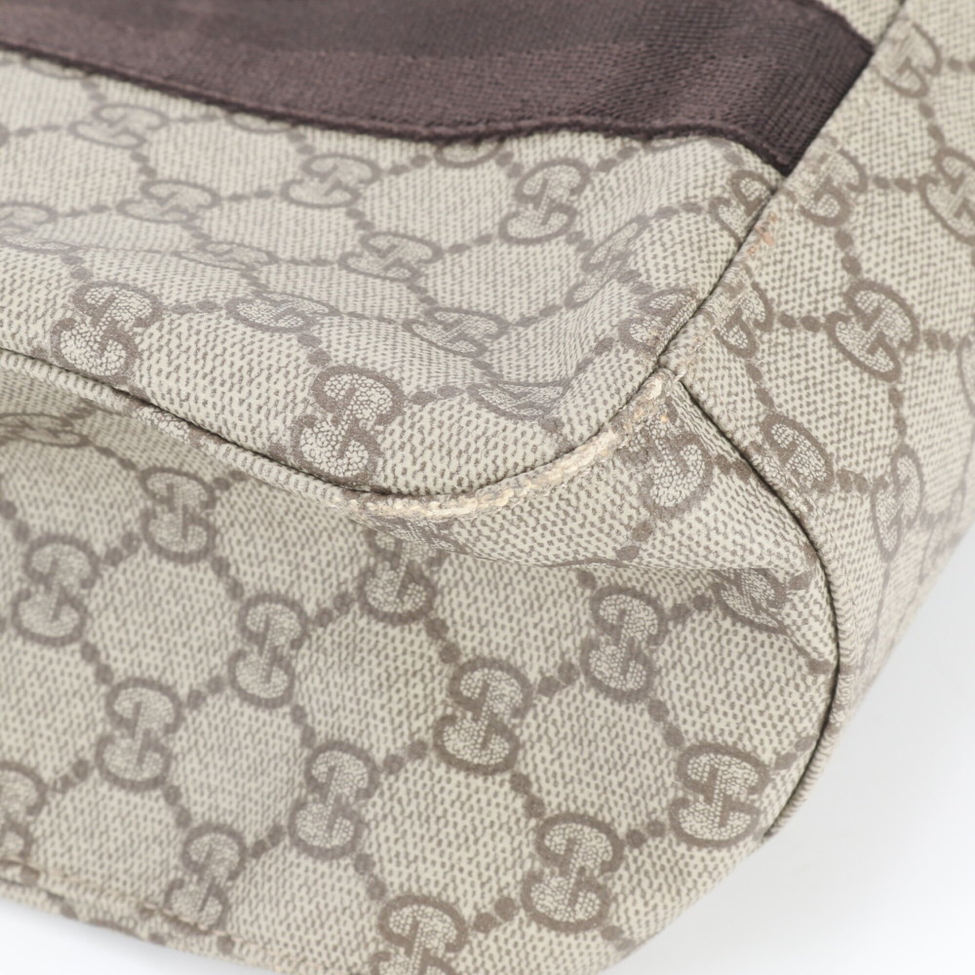 Gucci Brown Leather Coated Canvas Handbag Shoulder Bag Tote Bag (Pre-Owned)