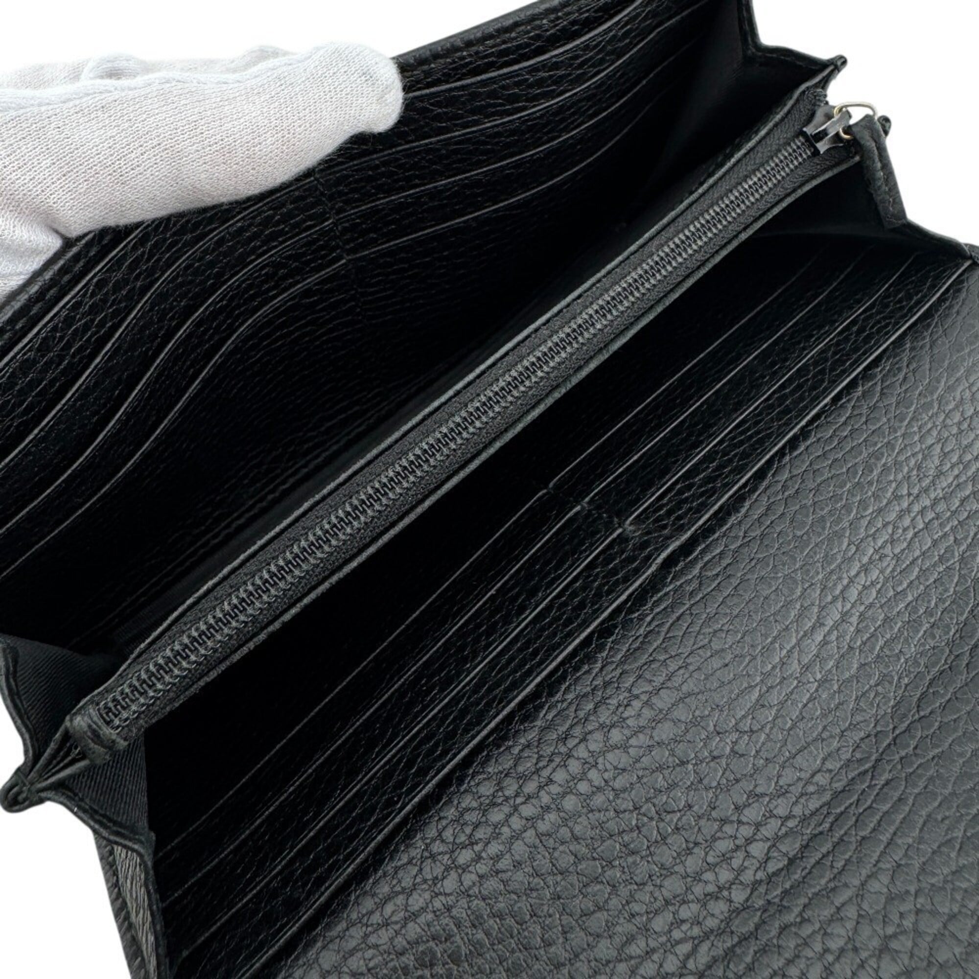 Gucci Black Leather Long Wallet (Bi-Fold) (Pre-Owned)