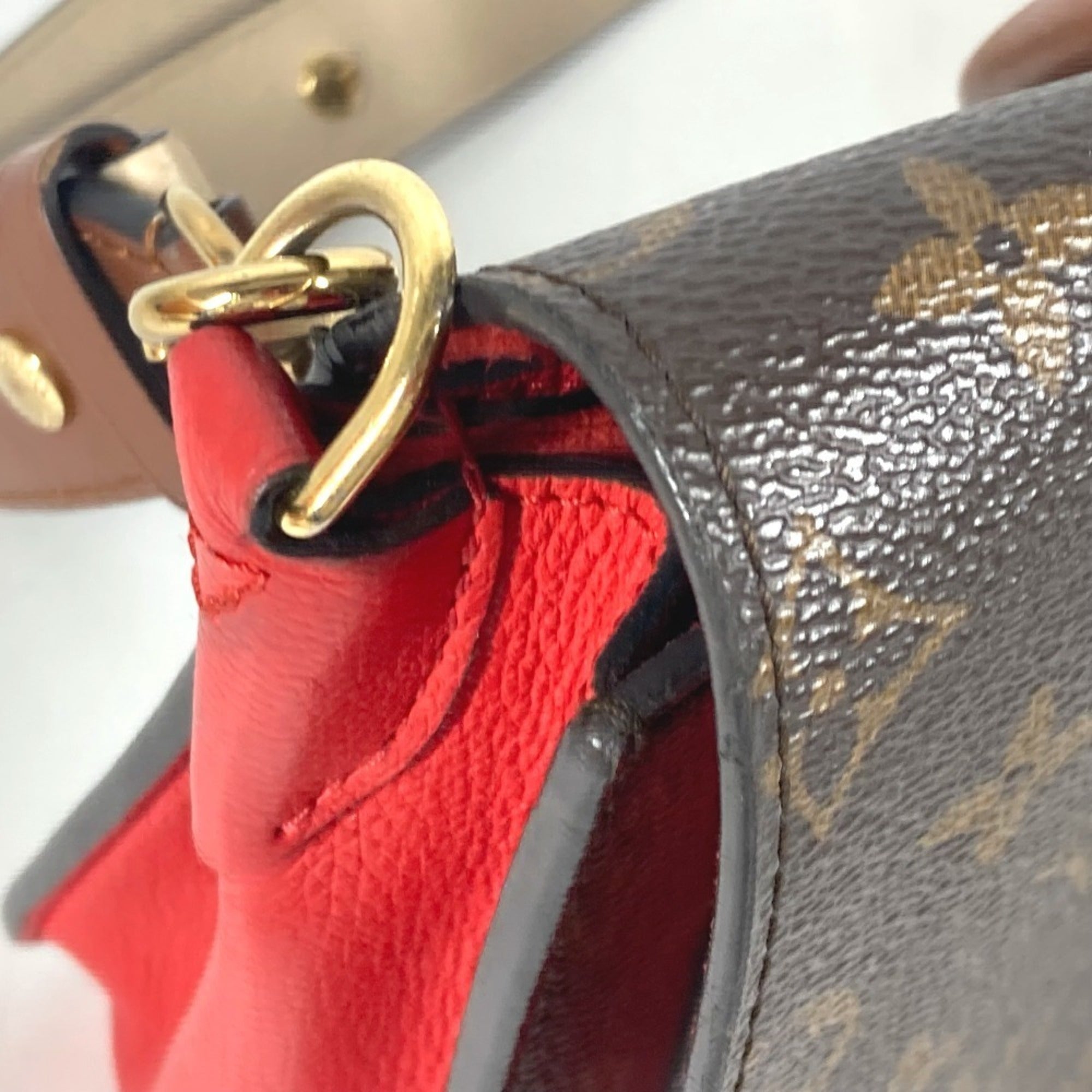 Louis Vuitton Brown Red Color Monogram Handbag Shoulder Bag Tote Bag (Pre-Owned)