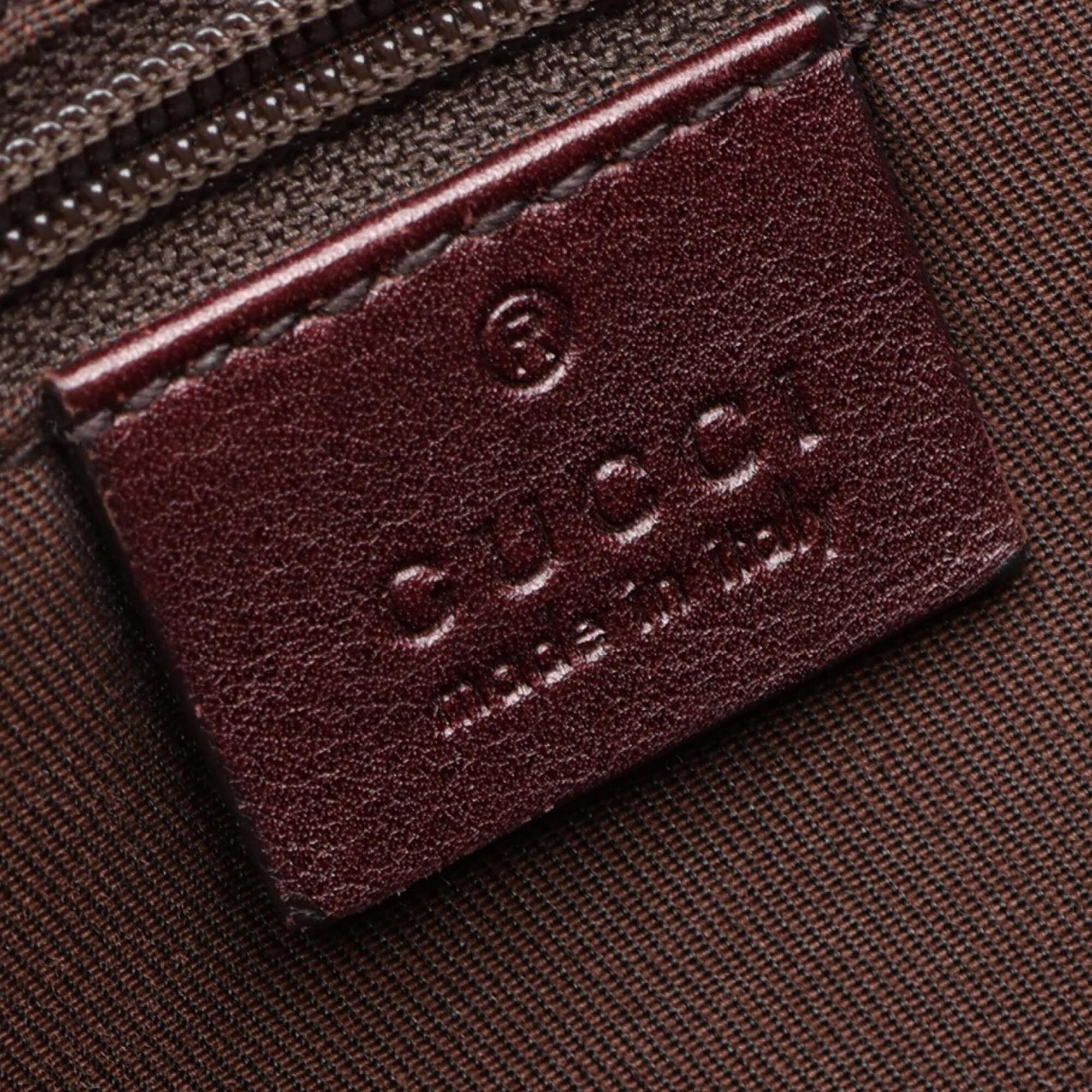 Gucci Beige Bordeaux Canvas Leather Handbag Shoulder Bag (Pre-Owned)