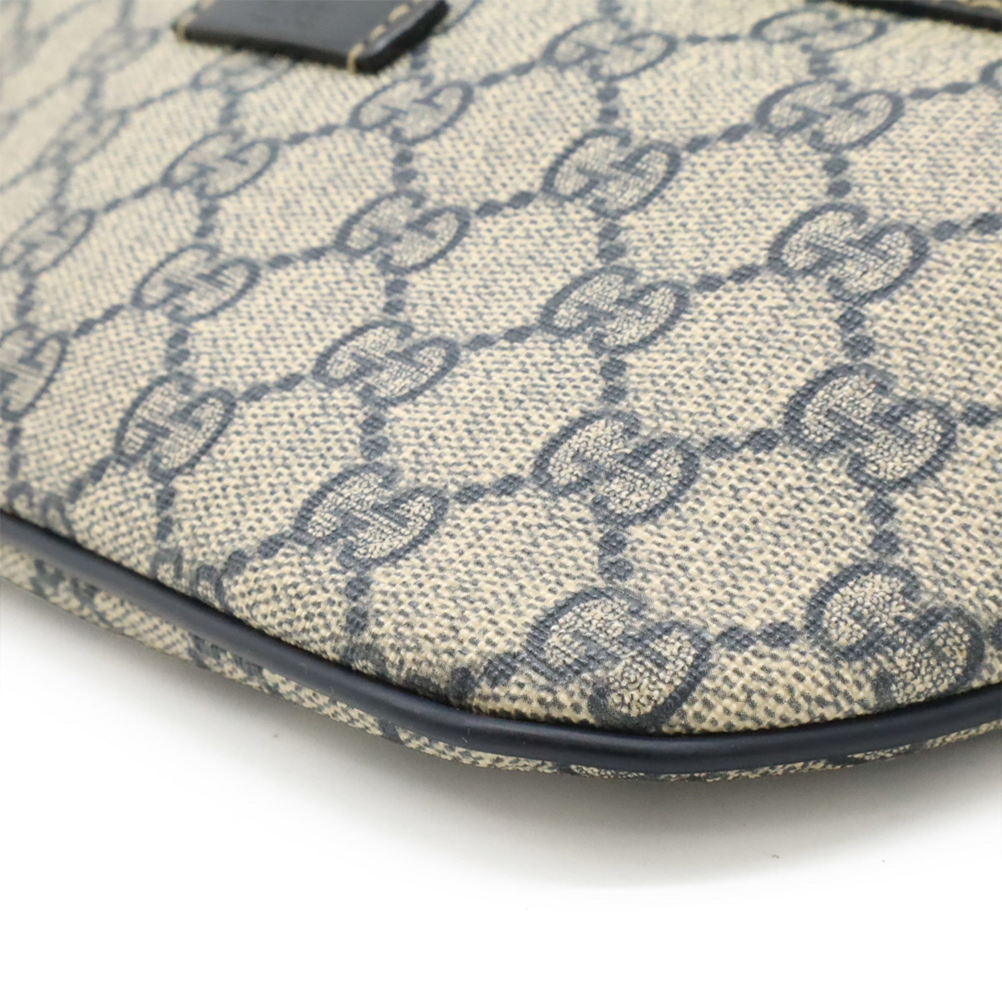 Gucci Gg Imprimé Navy Coated Canvas Pvc Leather Pouch Sling Bag (Pre-Owned)