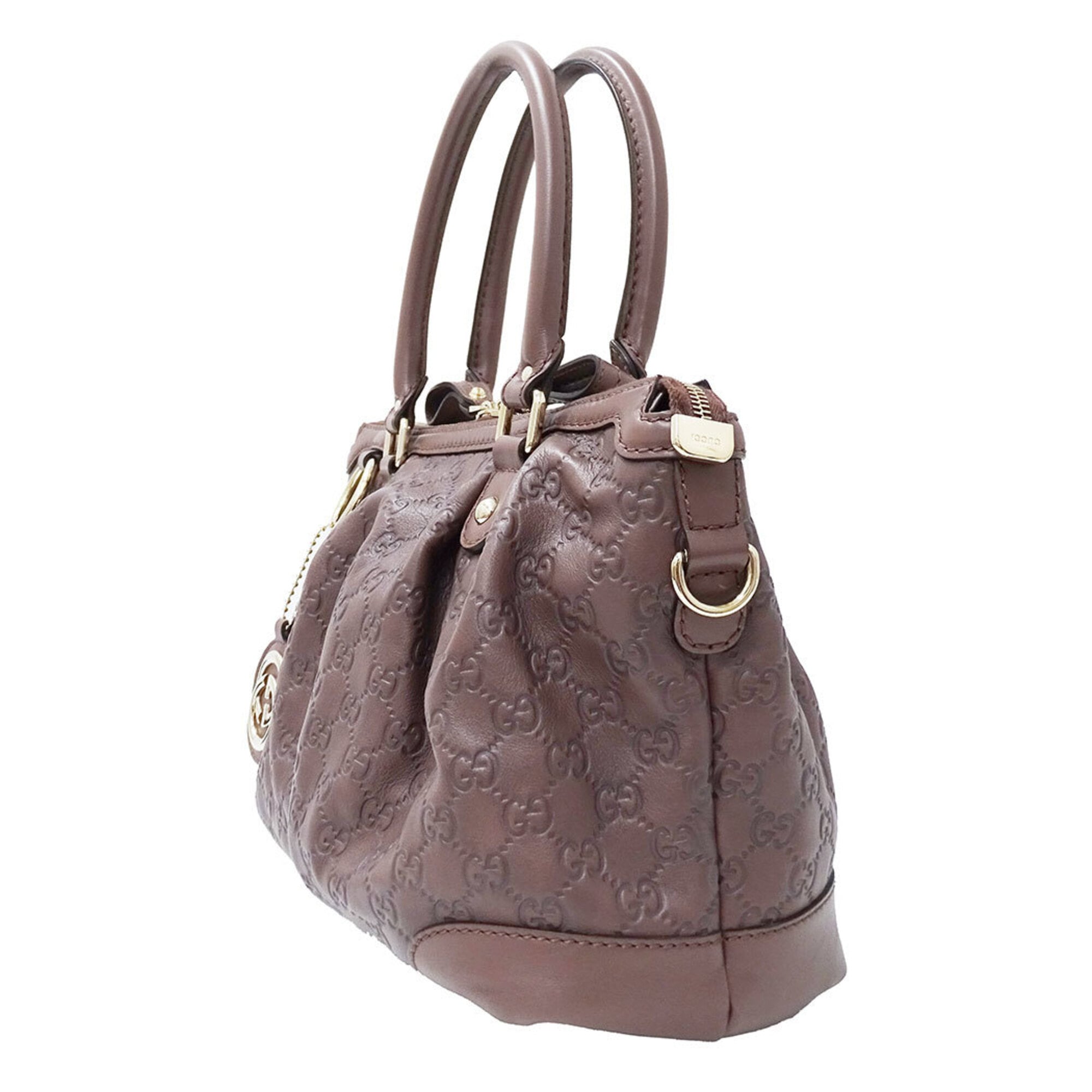 Gucci Brown Leather Handbag Shoulder Bag (Pre-Owned)