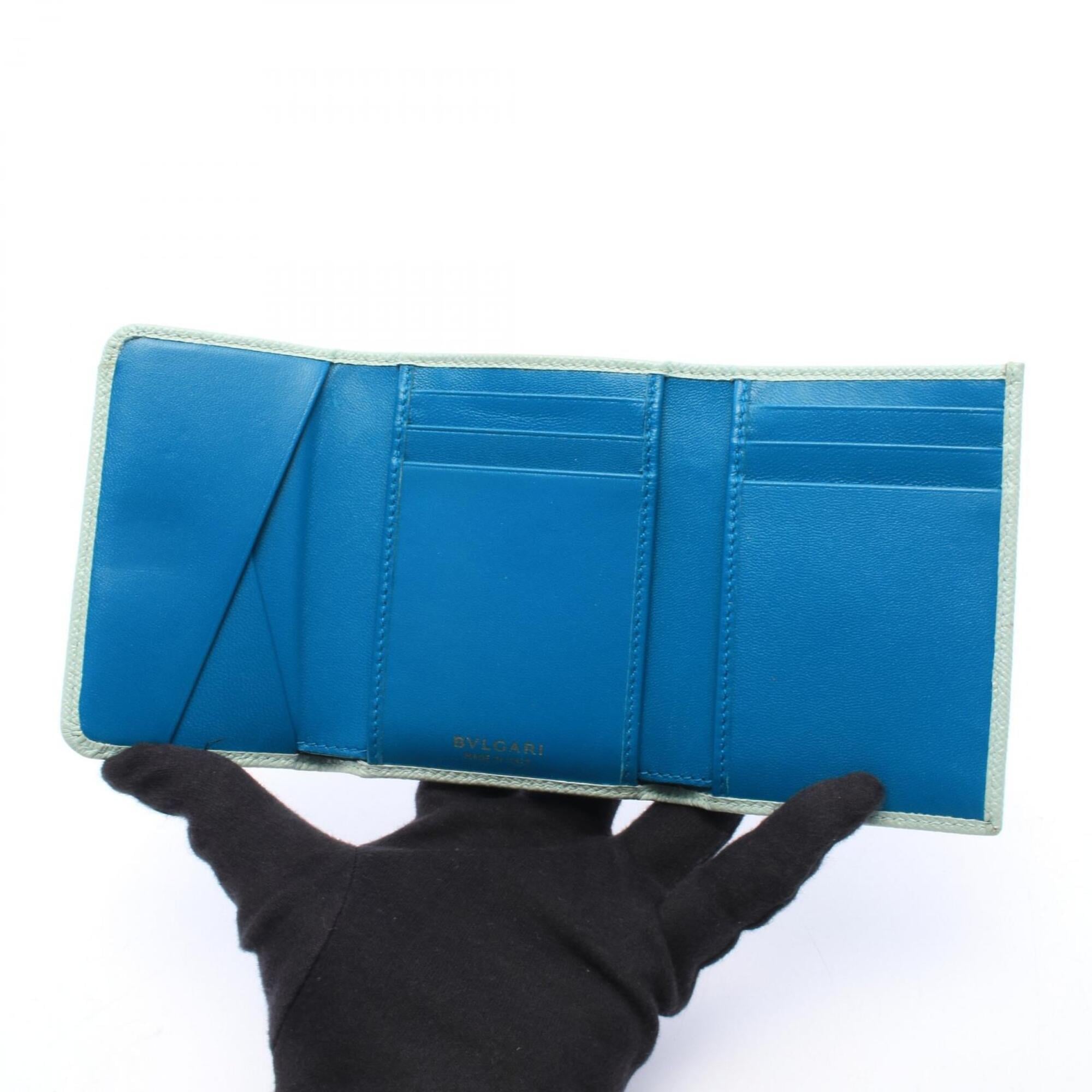 Bvlgari Green Leather Wallet (Tri-Fold) (Pre-Owned)