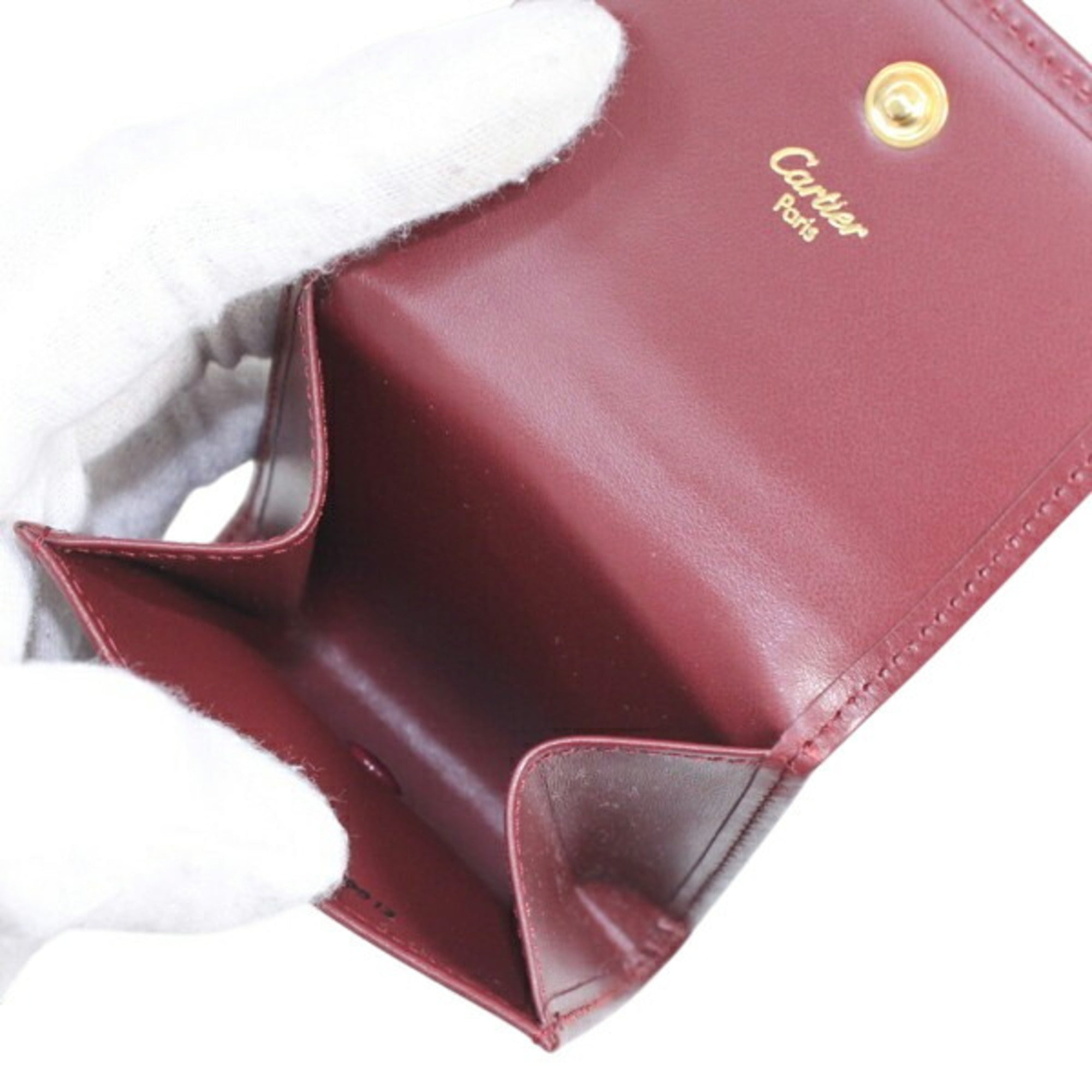 Cartier Must Bordeaux Leather Coin Purse/Coin Case (Pre-Owned)