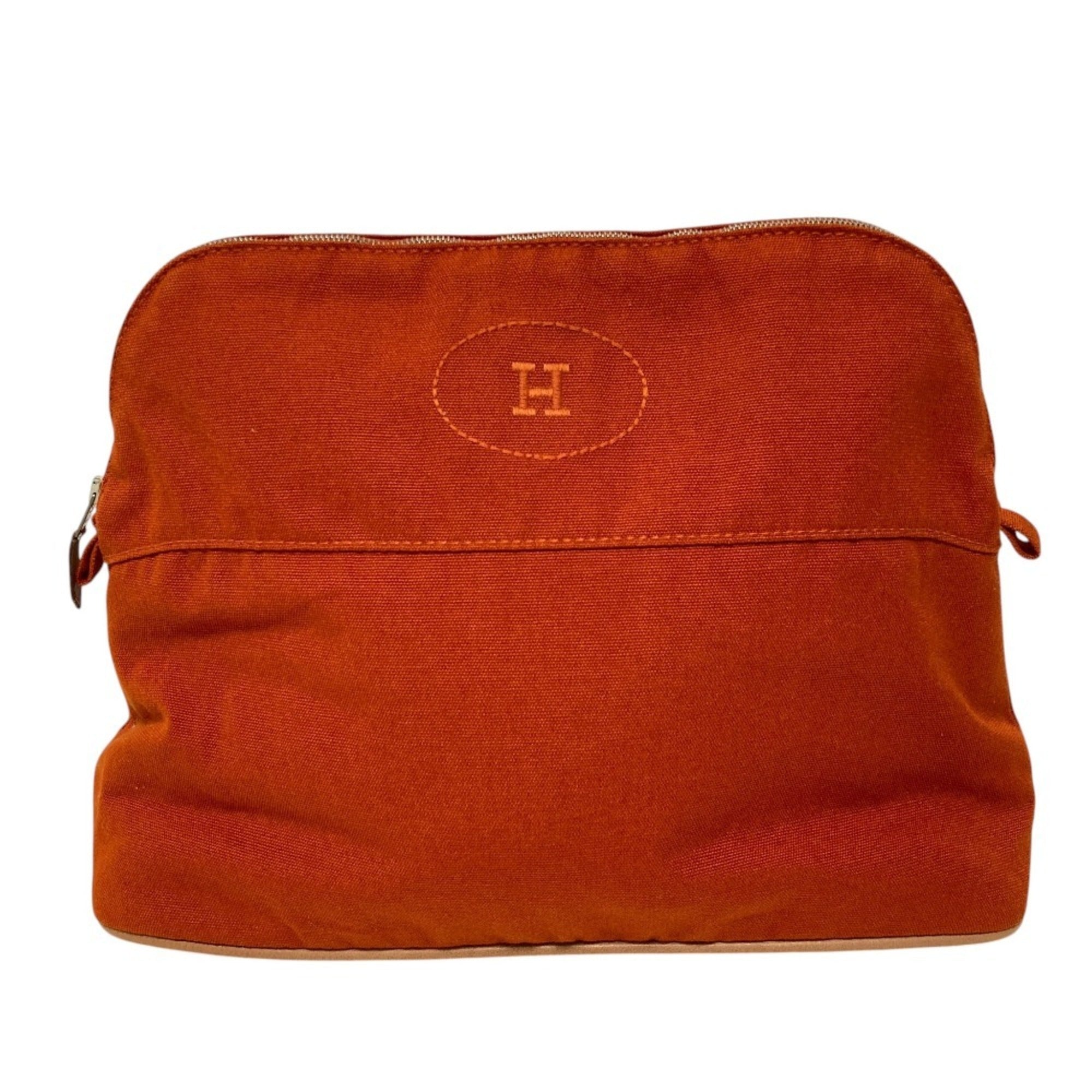 Hermes Bolide Orange Canvas Pouch (Pre-Owned)