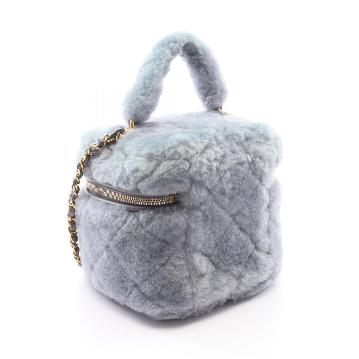 Chanel Gray Leather Handbag Shoulder Bag (Pre-Owned)