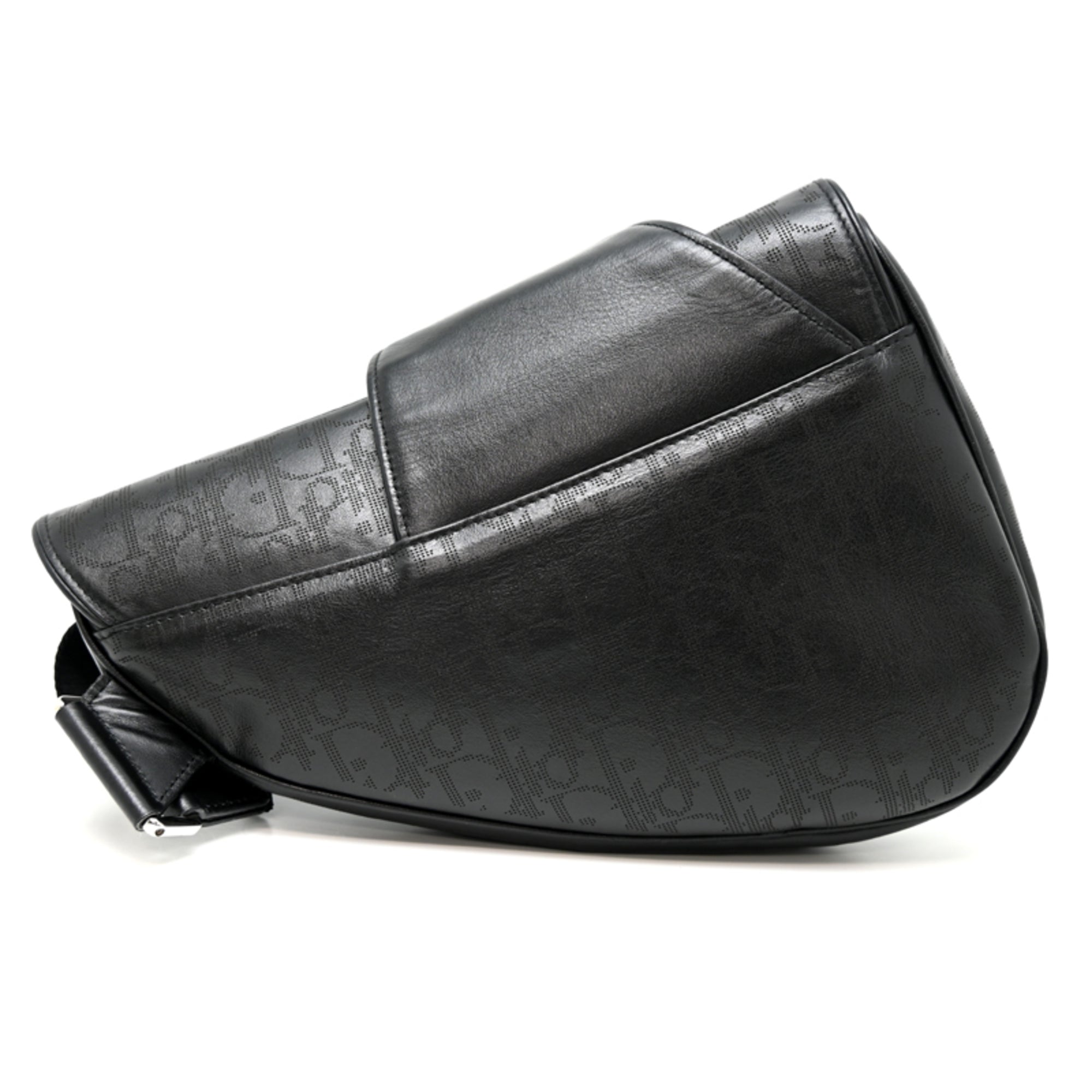 Christian Dior Black Leather Saddle Bag Shoulder Bag (Pre-Owned)