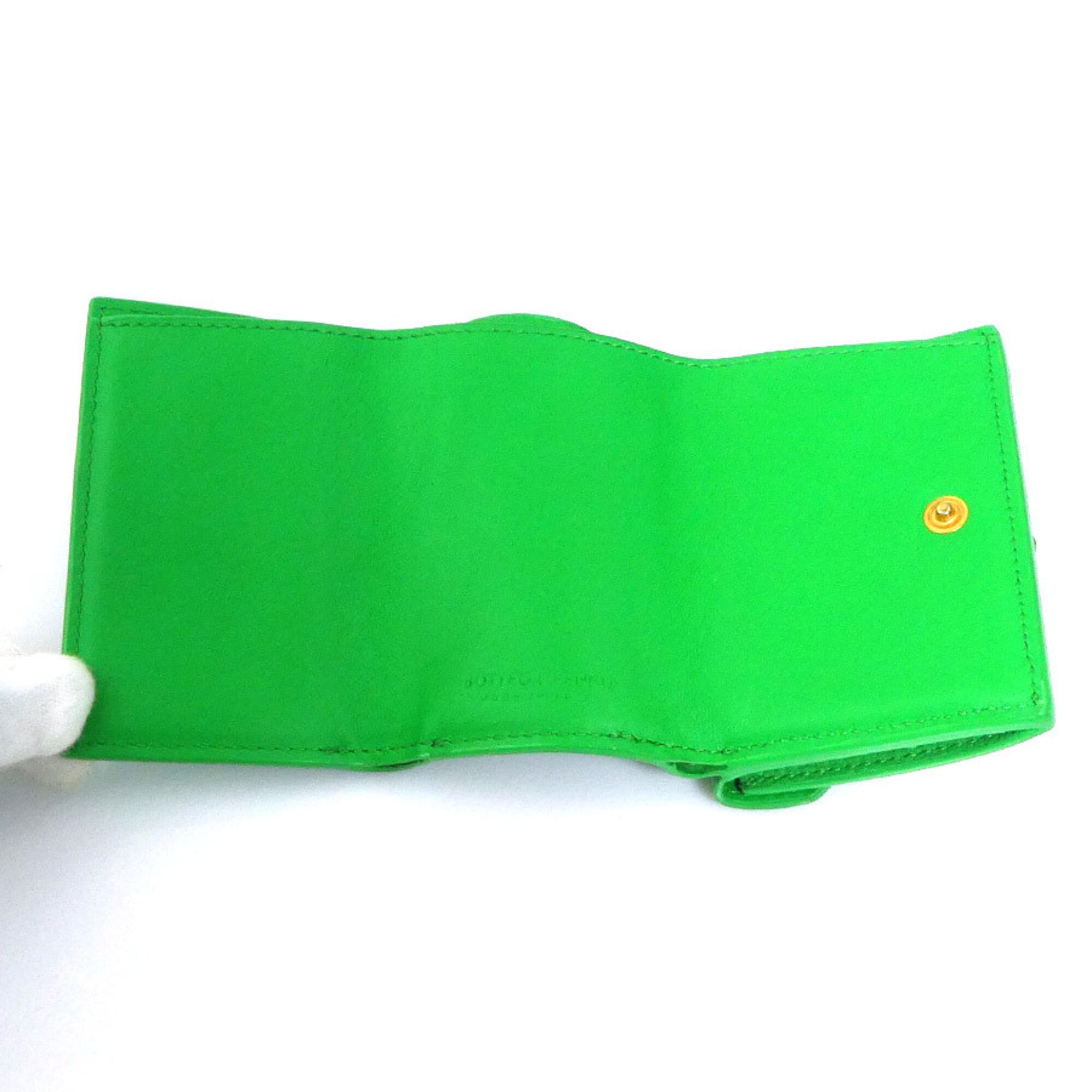 Bottega Veneta Green Leather Wallet (Tri-Fold) (Pre-Owned)