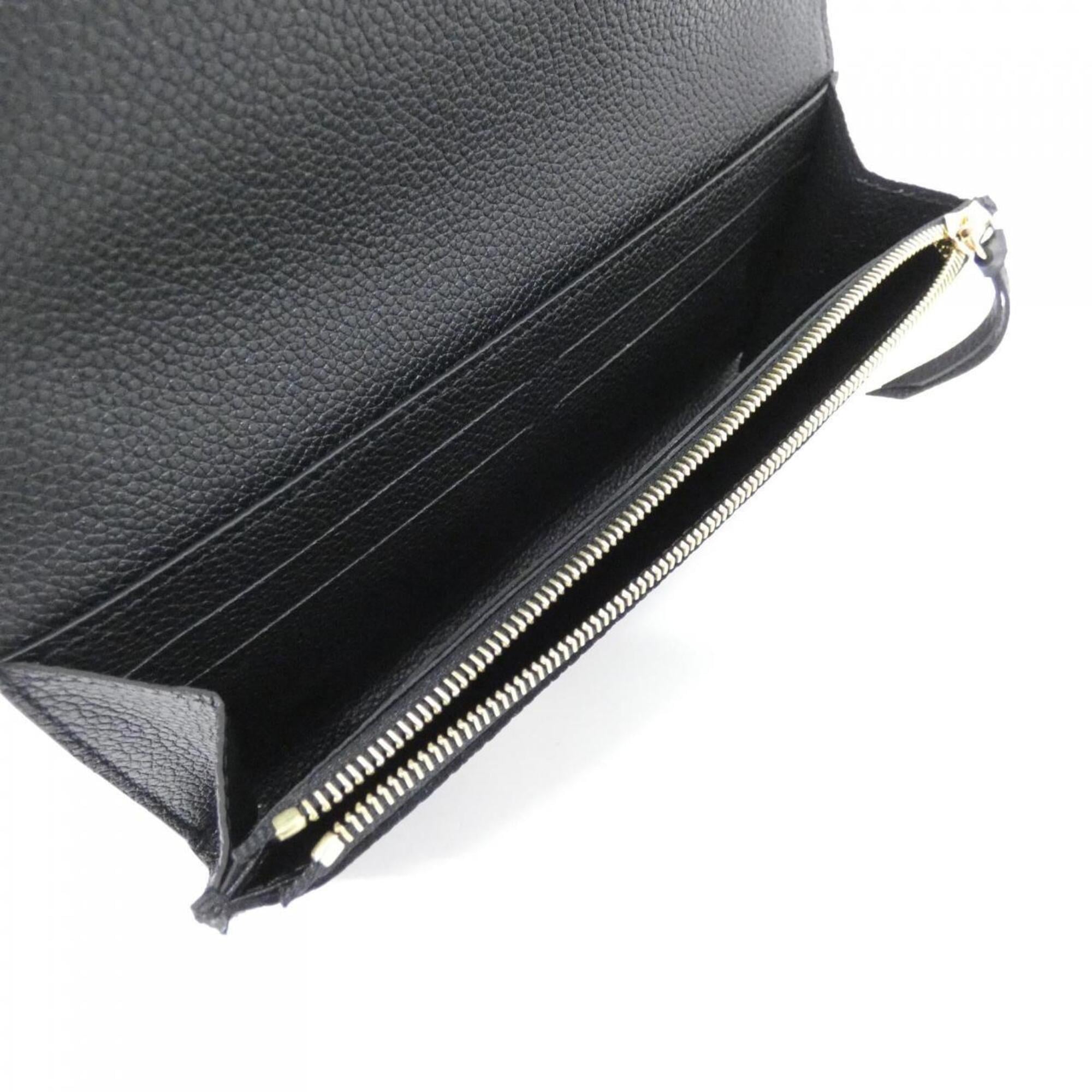 Louis Vuitton Beige Black Leather Long Wallet (Bi-Fold) (Pre-Owned)