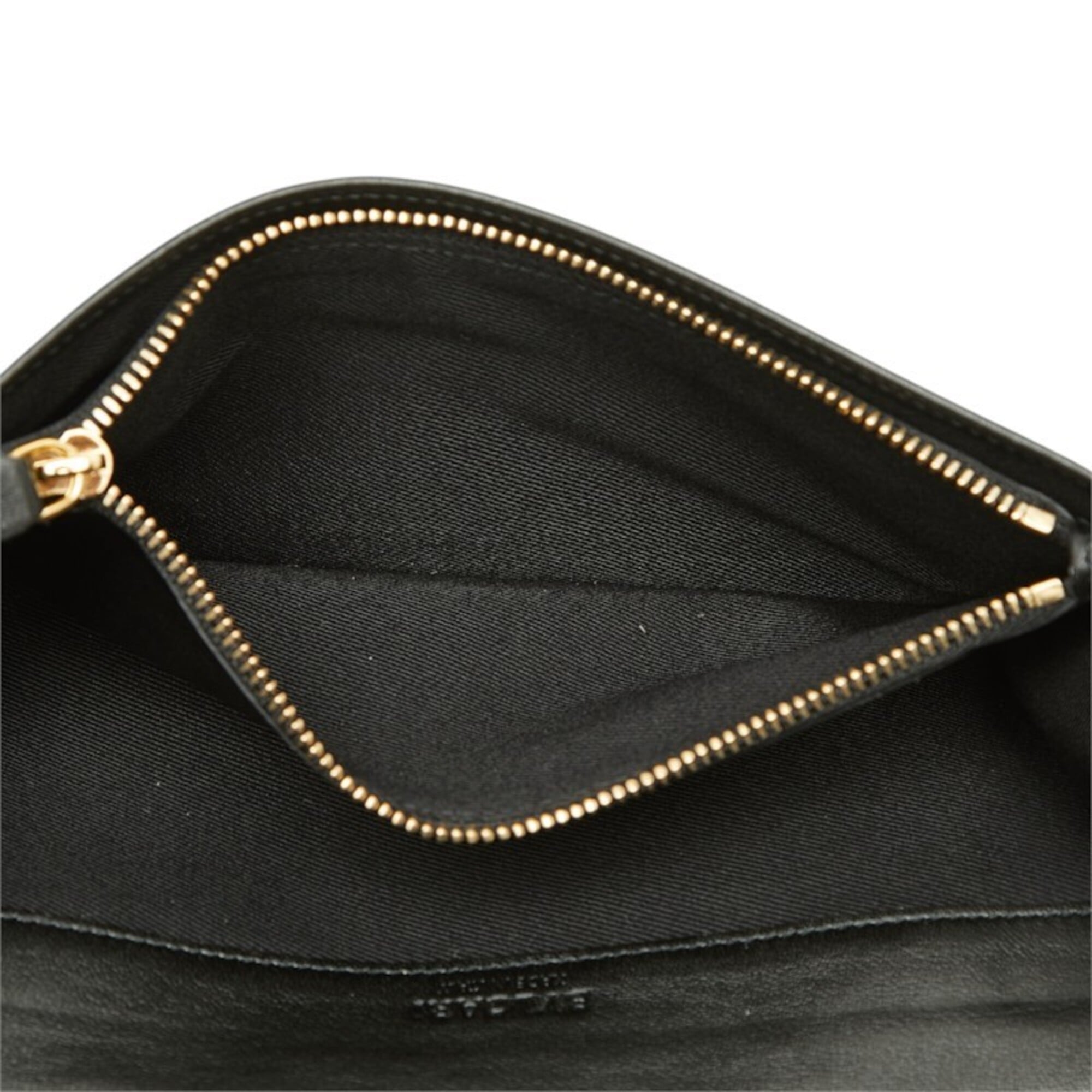 Bvlgari Gold Black Leather Long Wallet (Bi-Fold) (Pre-Owned)