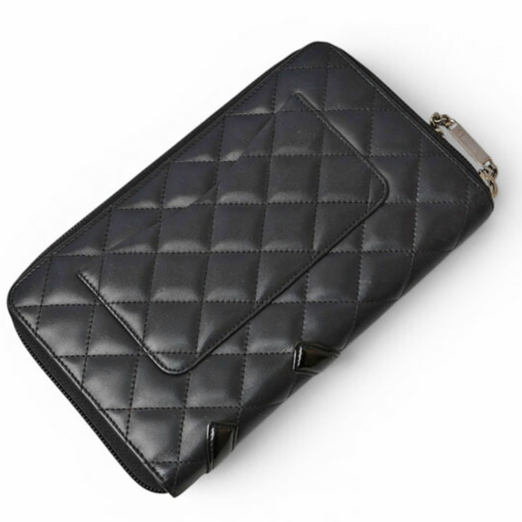 Chanel Black Leather Long Wallet (Bi-Fold) (Pre-Owned)