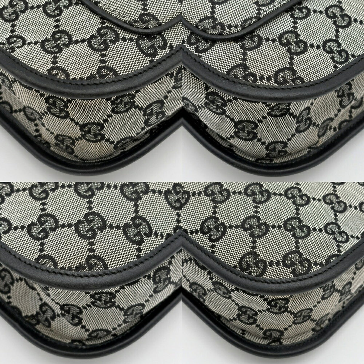 Gucci Black Gg Canvas Leather Shoulder Bag (Pre-Owned)