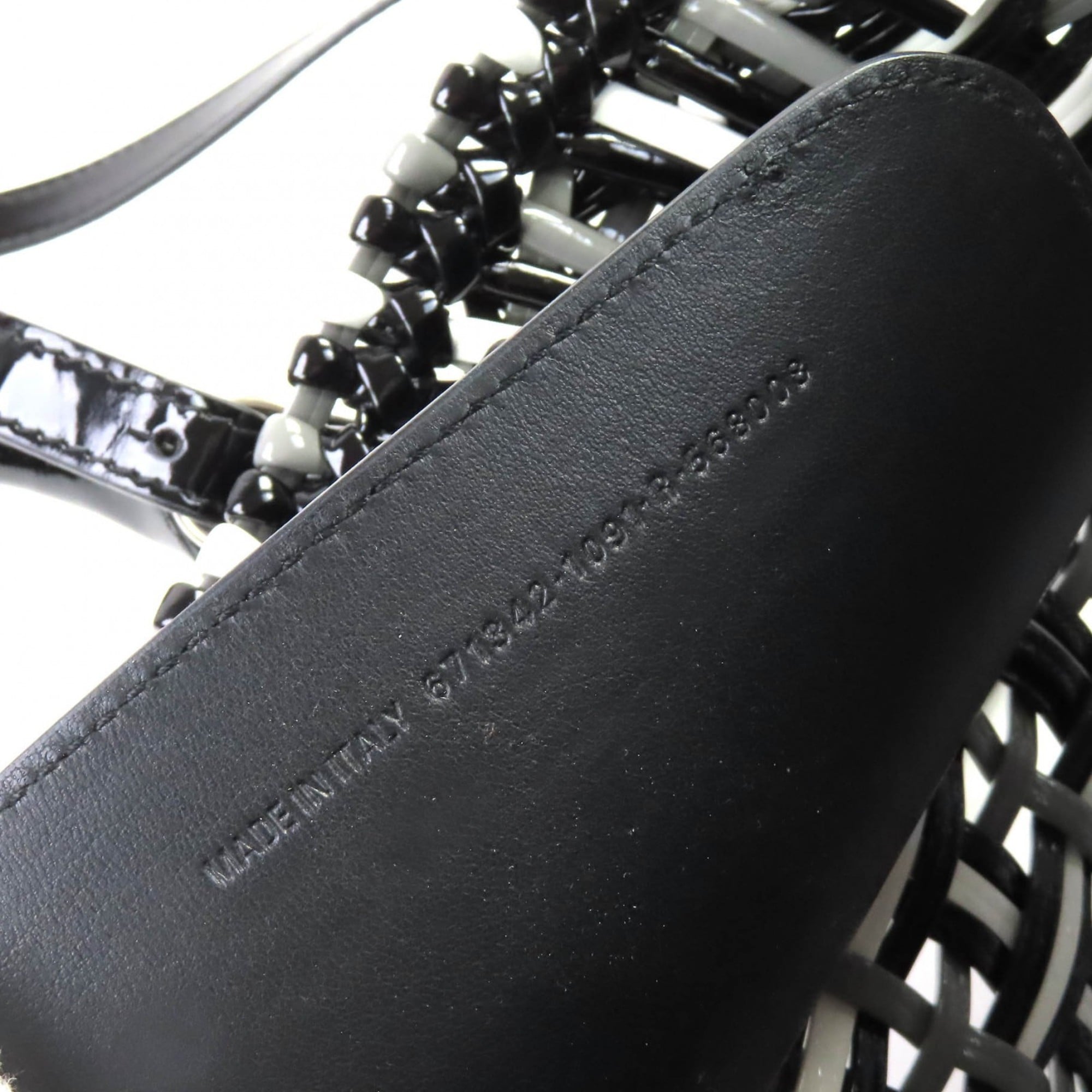 Balenciaga Black Gray White Basket Handbag Shoulder Bag (Pre-Owned)