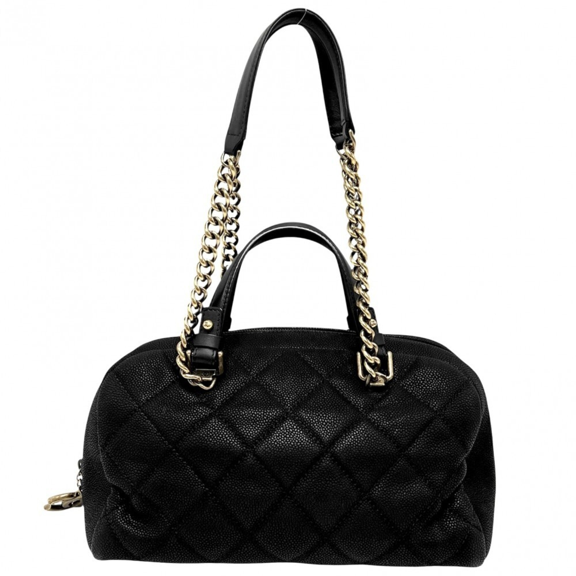 Chanel Black Leather Handbag Shoulder Bag (Pre-Owned)