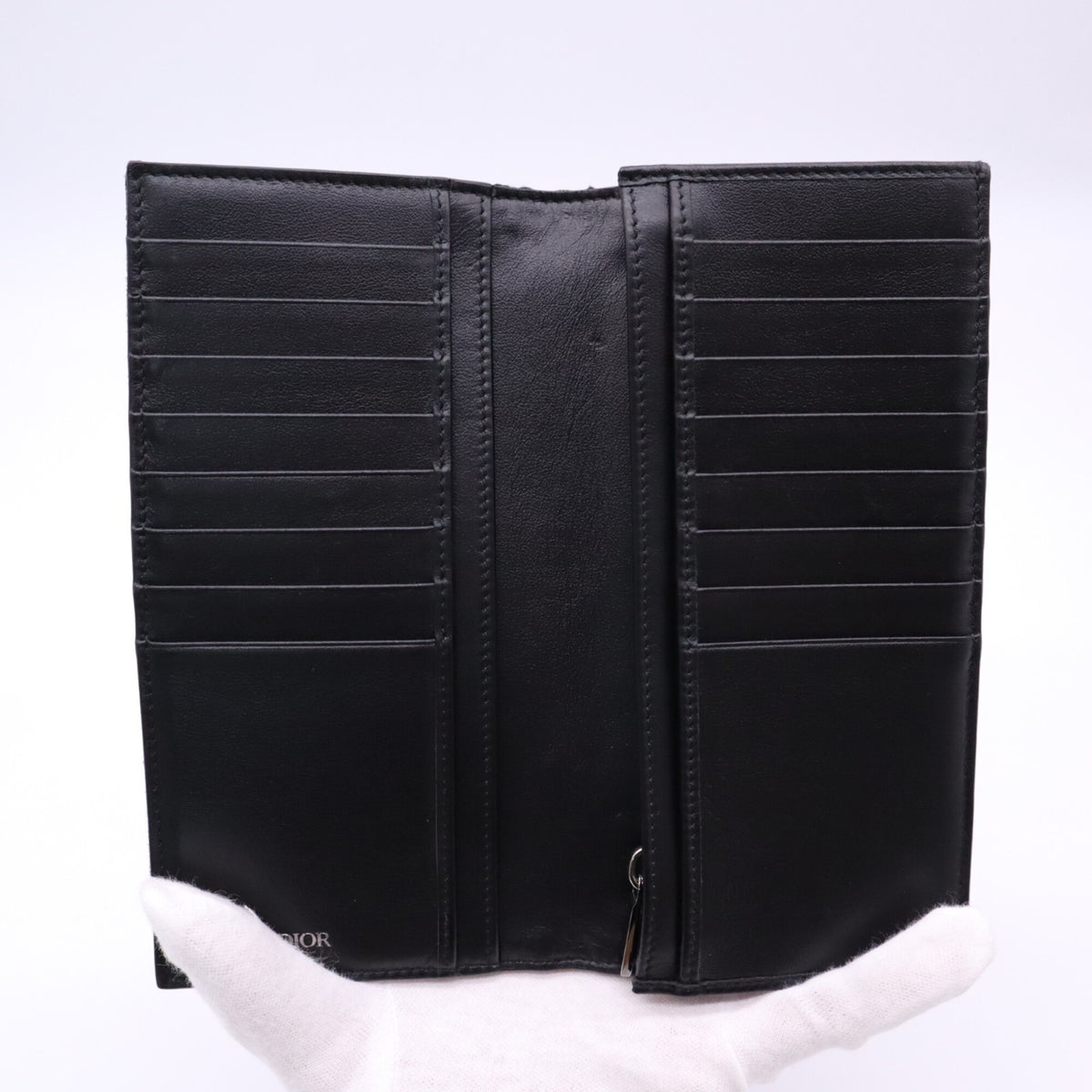 Christian Dior Black Canvas Leather Long Wallet (Bi-Fold) (Pre-Owned)