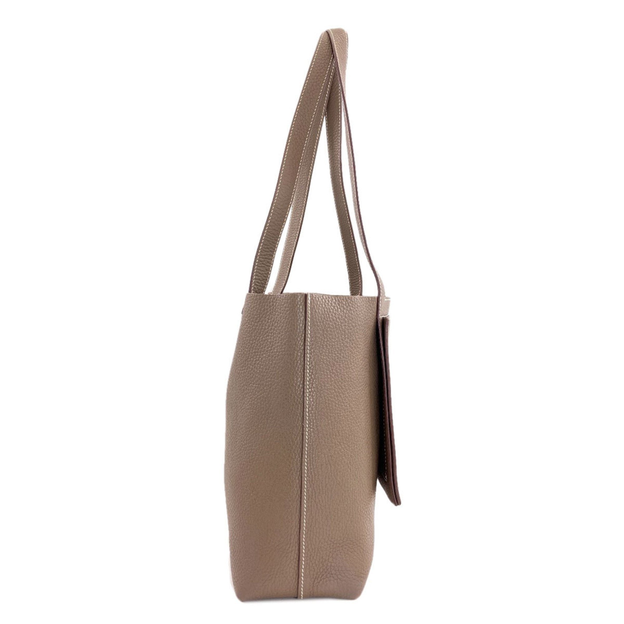 Hermes Grayish Taurillon Clemence Leather Tote Bag (Pre-Owned)