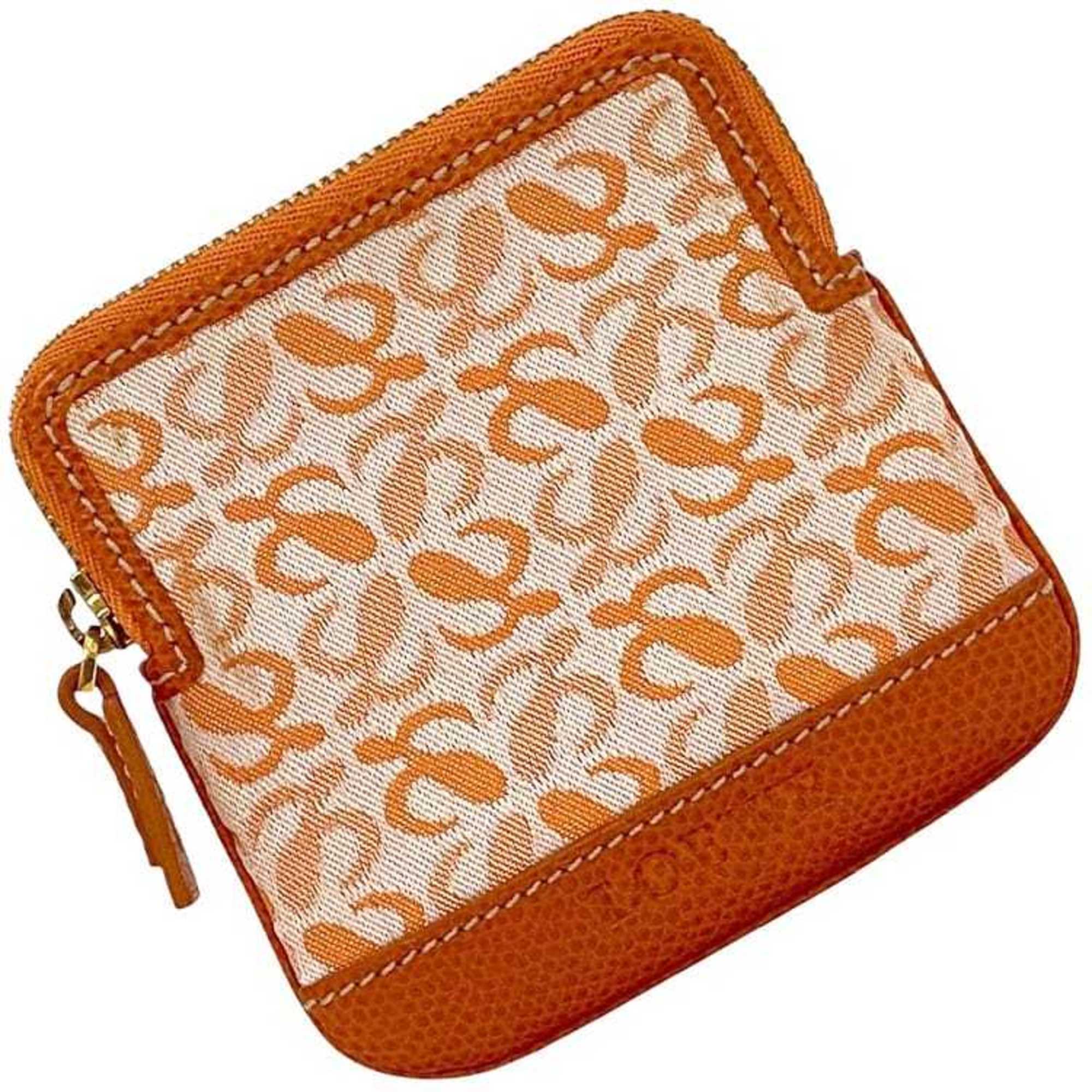 Loewe Orange Canvas Leather Coin Purse/Coin Case (Pre-Owned)