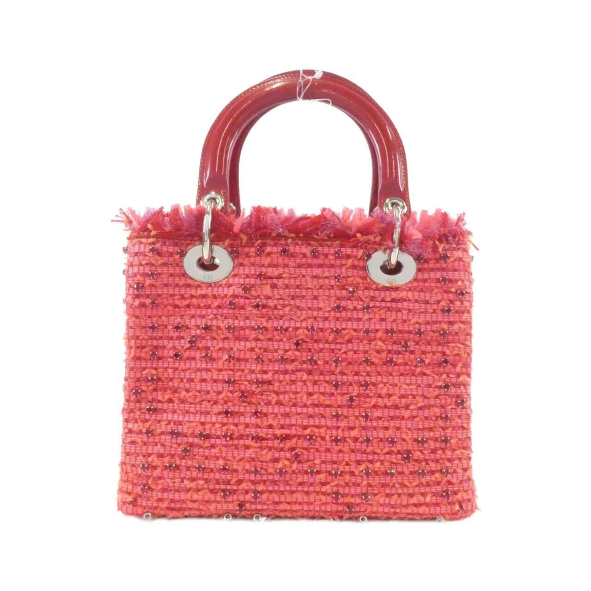 Christian Dior Pink Canvas Rhinestone Handbag (Pre-Owned)
