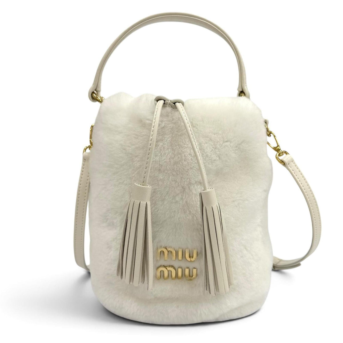 Miu Miu White Fur Shoulder Bag (Pre-Owned)