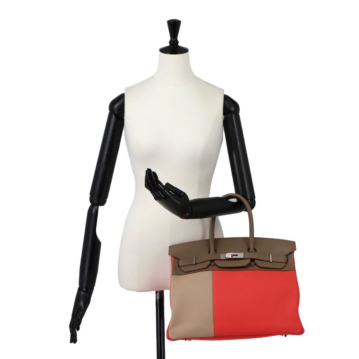 Hermes Argile Etoupe Gray Rose Jaipur Taurillon Clemence Leather Swift Leather Handbag (Pre-Owned)